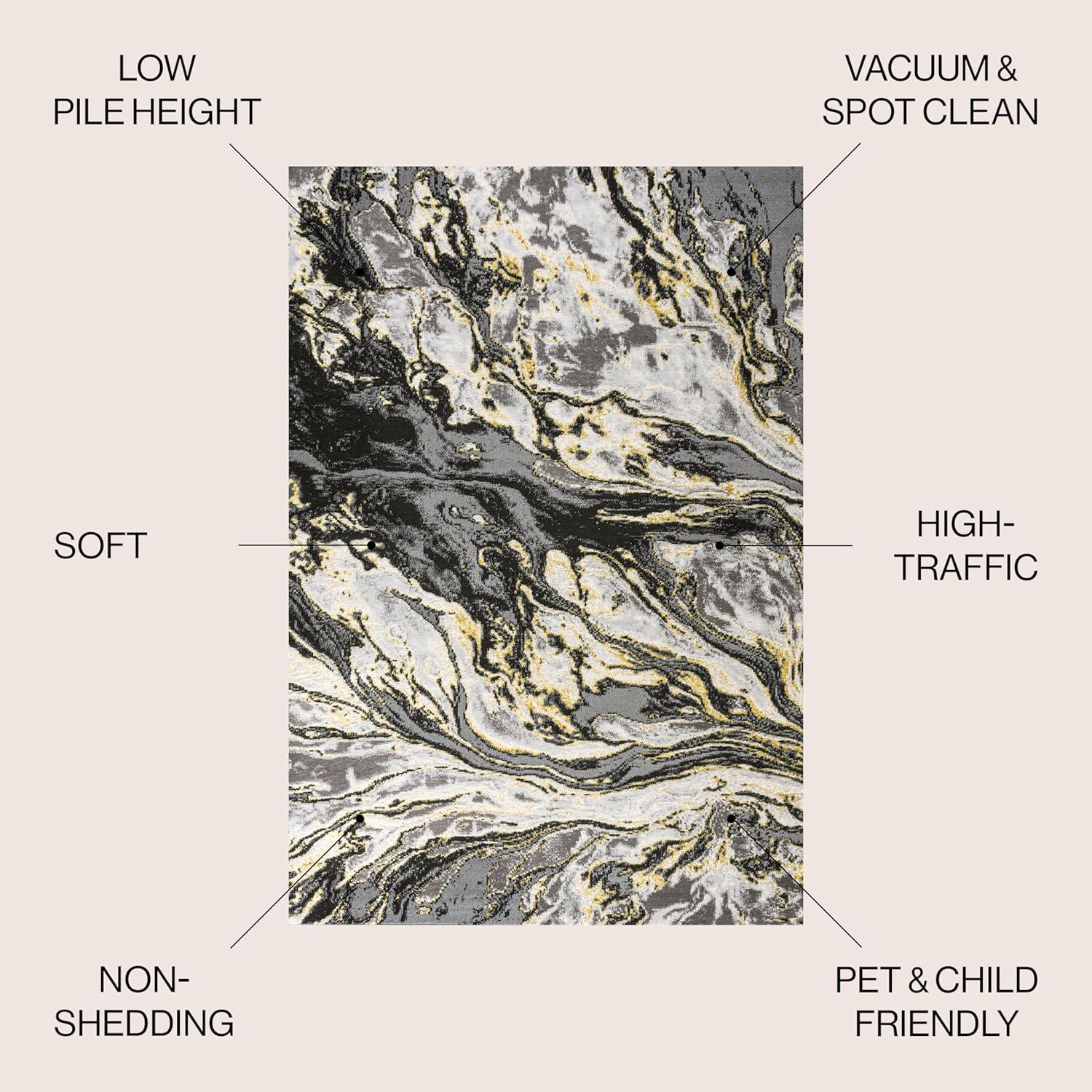 imageJONATHAN Y Swirl Marbled GrayBlack Runner Rug 2X8 ft Abstract for Living Room Bedroom Kitchen Office EasyCleaning High Traffic PetFriendly NonShedding SOR203C28BlackYellow