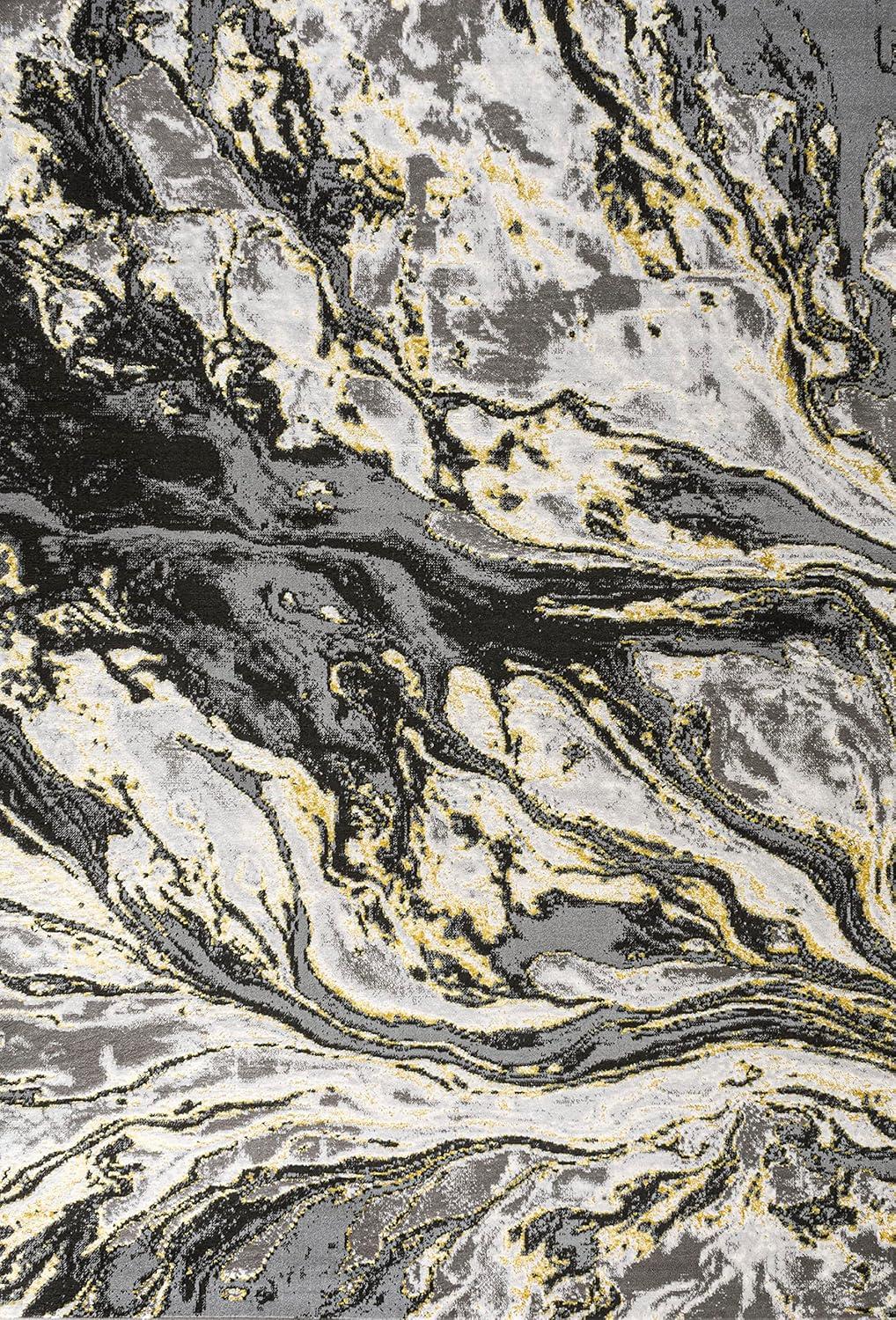 imageJONATHAN Y Swirl Marbled GrayBlack Runner Rug 2X8 ft Abstract for Living Room Bedroom Kitchen Office EasyCleaning High Traffic PetFriendly NonShedding SOR203C28BlackYellow