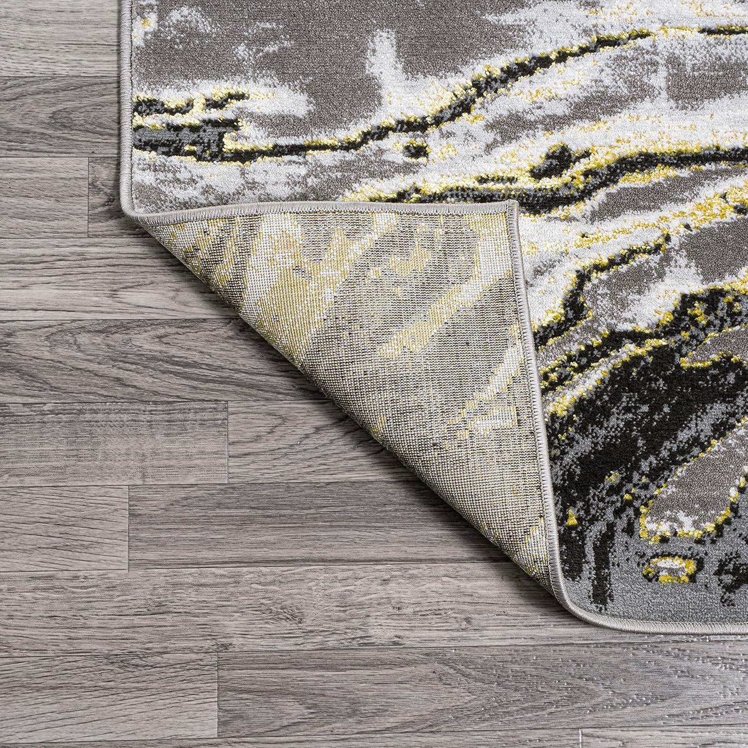 imageJONATHAN Y Swirl Marbled GrayBlack Runner Rug 2X8 ft Abstract for Living Room Bedroom Kitchen Office EasyCleaning High Traffic PetFriendly NonShedding SOR203C28BlackYellow