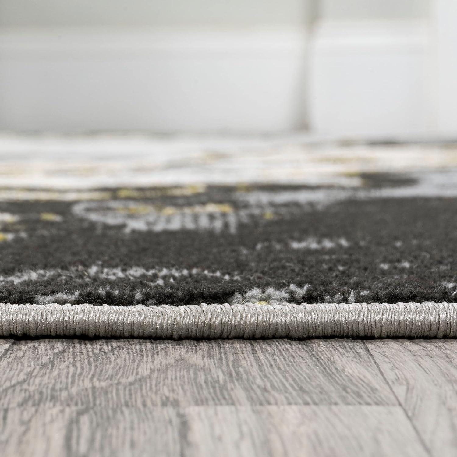 imageJONATHAN Y Swirl Marbled GrayBlack Runner Rug 2X8 ft Abstract for Living Room Bedroom Kitchen Office EasyCleaning High Traffic PetFriendly NonShedding SOR203C28BlackYellow