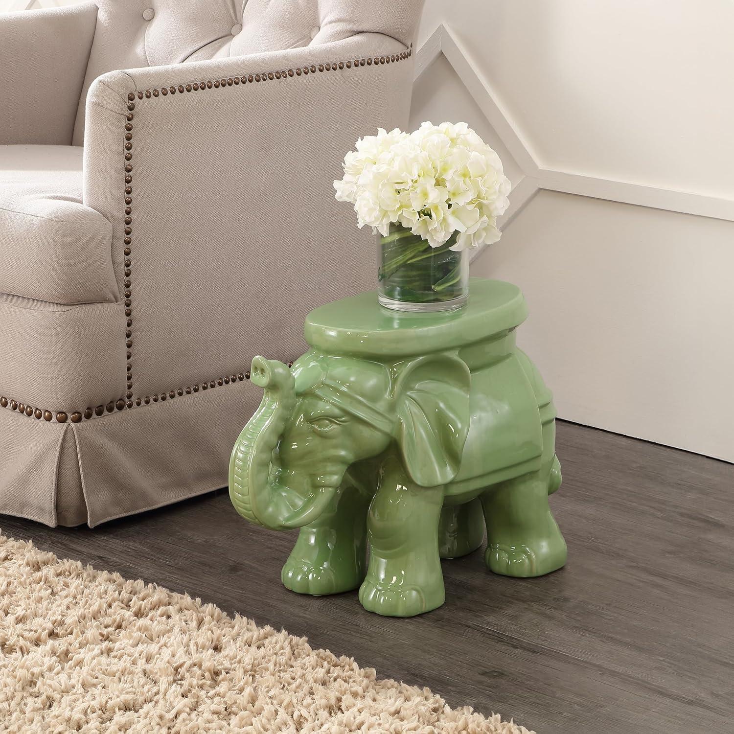 imageJONATHAN Y TBL1007C White Elephant 1425quot Ceramic IndoorOutdoor Garden Stool Coastal Contemporary Transitional Patio Garden Room Bathroom Living Room OrangeGreen