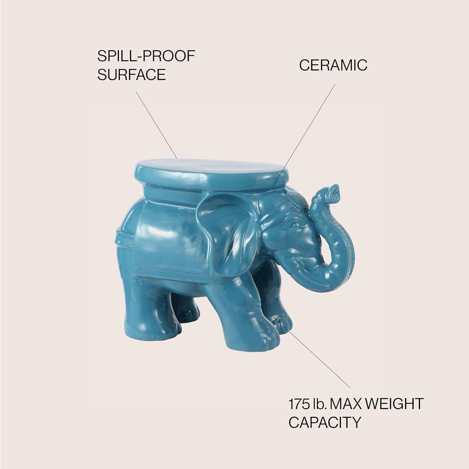 imageJONATHAN Y TBL1007C White Elephant 1425quot Ceramic IndoorOutdoor Garden Stool Coastal Contemporary Transitional Patio Garden Room Bathroom Living Room OrangeBlue