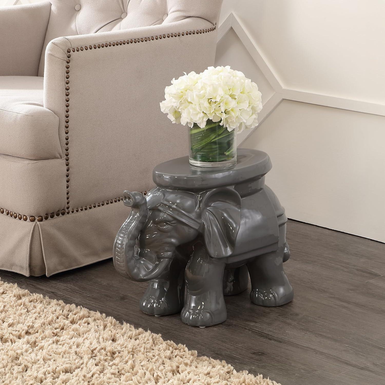 imageJONATHAN Y TBL1007C White Elephant 1425quot Ceramic IndoorOutdoor Garden Stool Coastal Contemporary Transitional Patio Garden Room Bathroom Living Room OrangeGrey