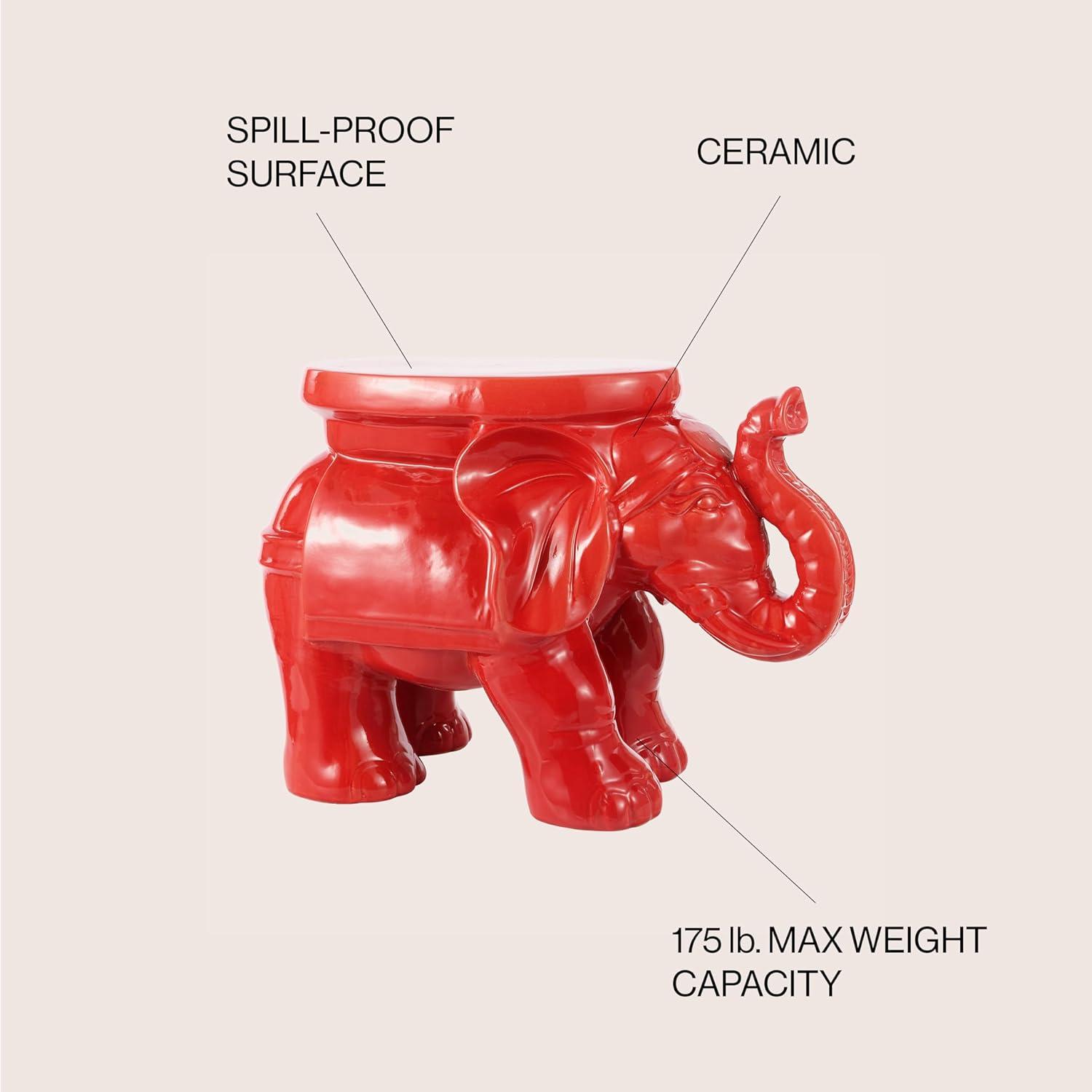 imageJONATHAN Y TBL1007C White Elephant 1425quot Ceramic IndoorOutdoor Garden Stool Coastal Contemporary Transitional Patio Garden Room Bathroom Living Room OrangeRed