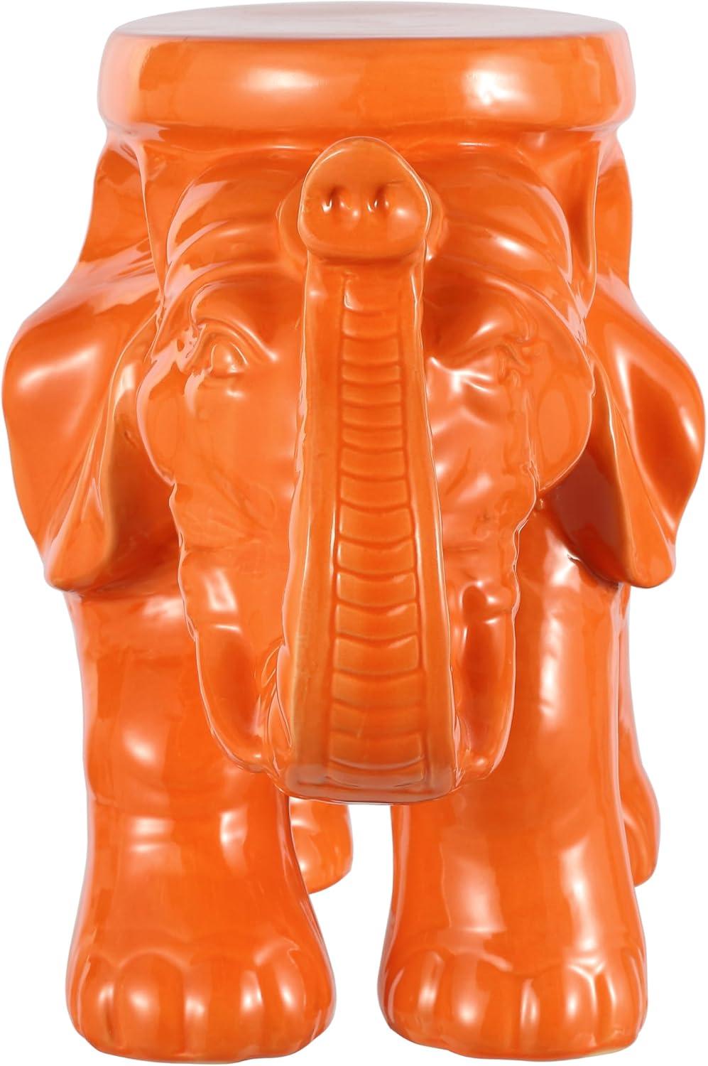 imageJONATHAN Y TBL1007C White Elephant 1425quot Ceramic IndoorOutdoor Garden Stool Coastal Contemporary Transitional Patio Garden Room Bathroom Living Room OrangeOrange