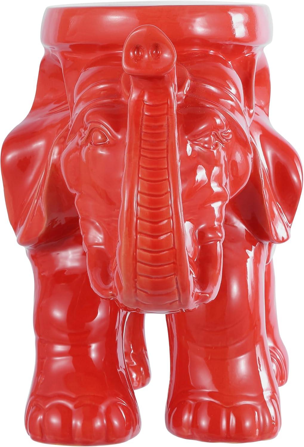 imageJONATHAN Y TBL1007C White Elephant 1425quot Ceramic IndoorOutdoor Garden Stool Coastal Contemporary Transitional Patio Garden Room Bathroom Living Room OrangeRed