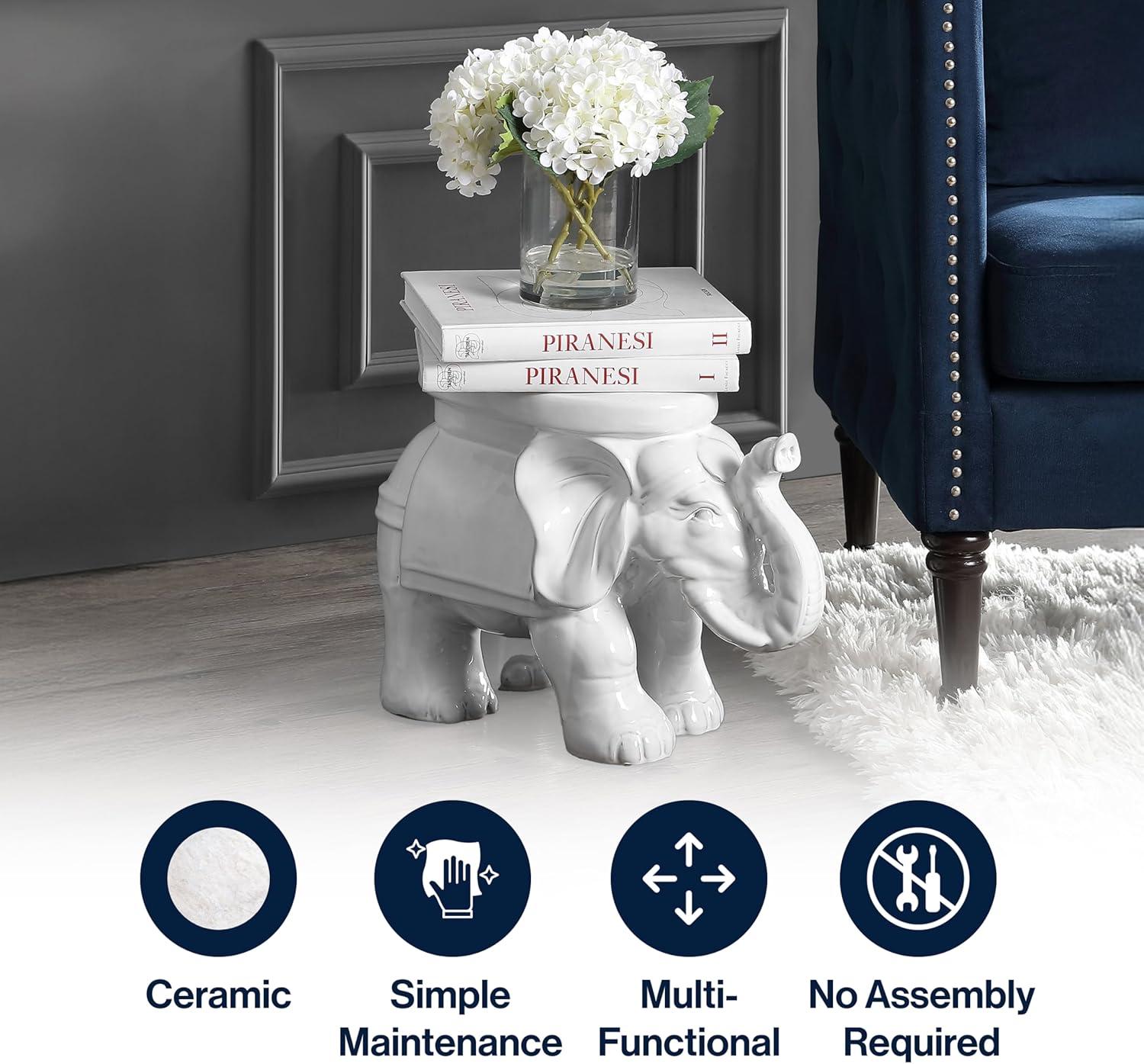 imageJONATHAN Y TBL1007C White Elephant 1425quot Ceramic IndoorOutdoor Garden Stool Coastal Contemporary Transitional Patio Garden Room Bathroom Living Room OrangeAntique White