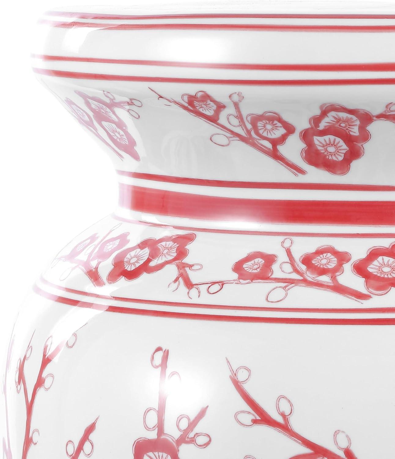 imageJONATHAN Y TBL1016A Cherry Blossom 177quot Ceramic IndoorOutdoor Garden Stool Coastal Contemporary Chinese Porcelain Side Table Plant Stand SpillProof Living Room Garden RoomPatio WhiteBlueWhiteRed