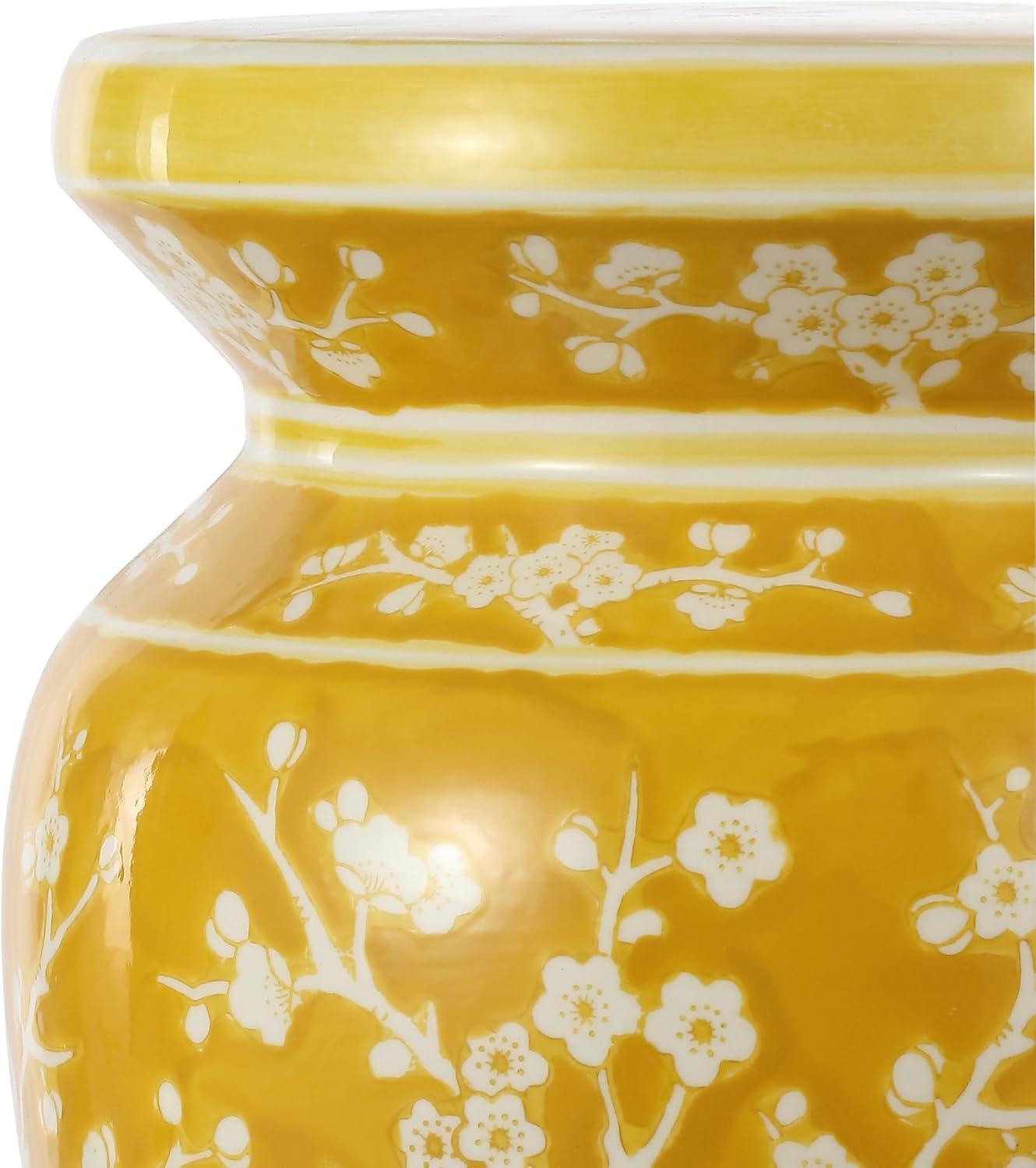 imageJONATHAN Y TBL1017C Cherry Blossom 1775quot Ceramic IndoorOutdoor Garden Stool Coastal Contemporary Transitional Patio Garden Room Bathroom Living Room GreenWhiteYellowWhite