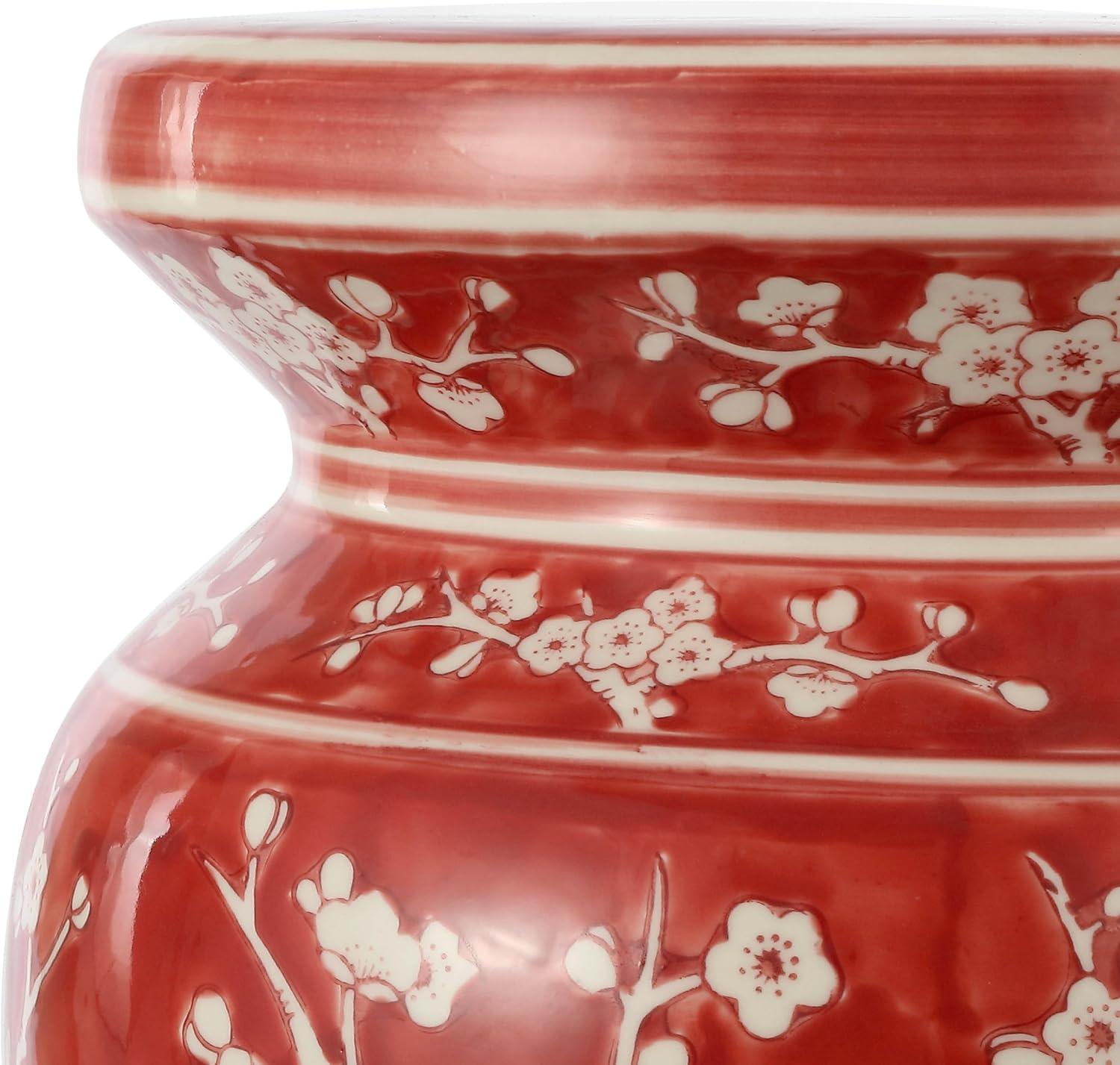 imageJONATHAN Y TBL1017C Cherry Blossom 1775quot Ceramic IndoorOutdoor Garden Stool Coastal Contemporary Transitional Patio Garden Room Bathroom Living Room GreenWhiteRedWhite