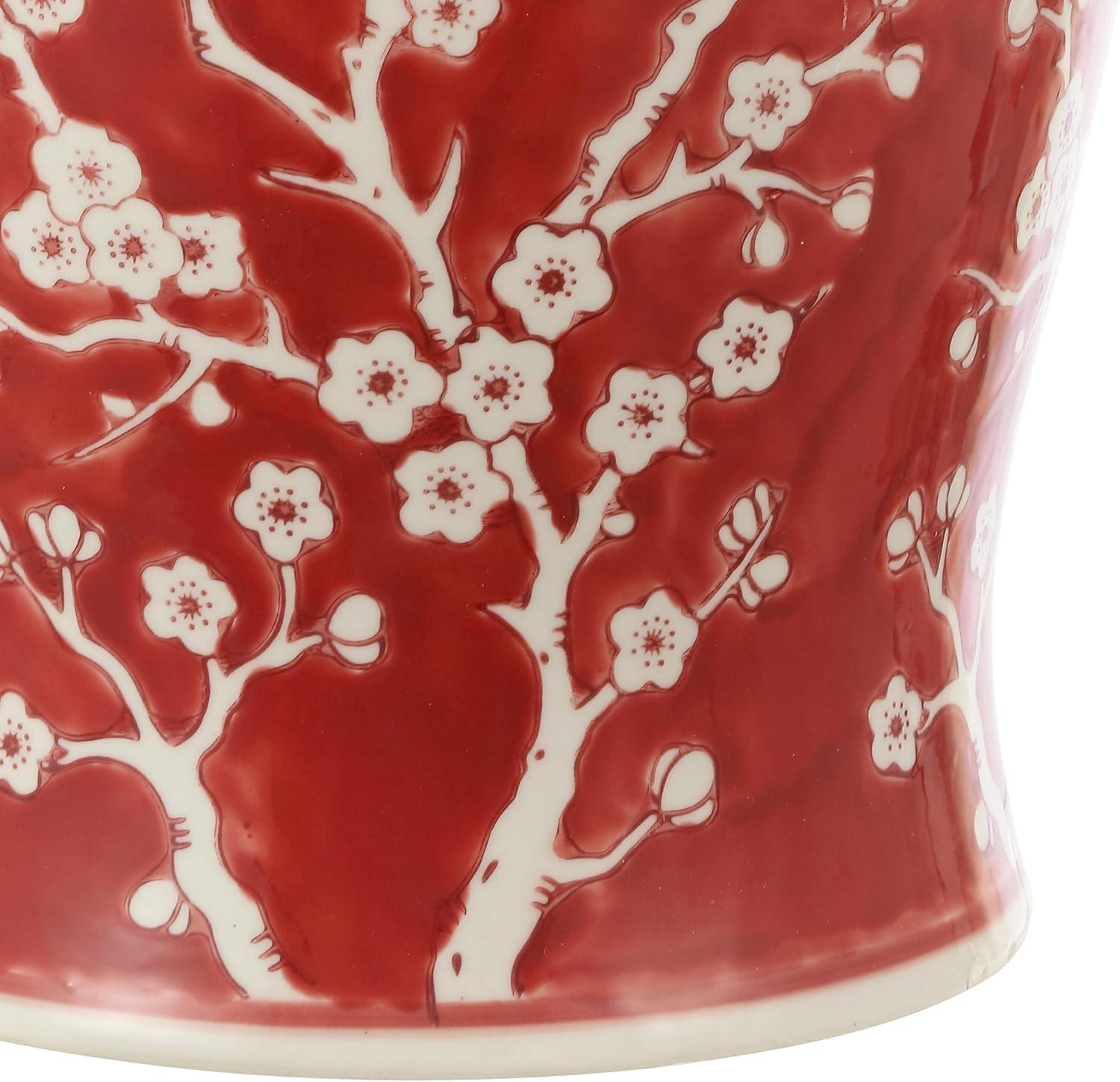 imageJONATHAN Y TBL1017C Cherry Blossom 1775quot Ceramic IndoorOutdoor Garden Stool Coastal Contemporary Transitional Patio Garden Room Bathroom Living Room GreenWhiteRedWhite