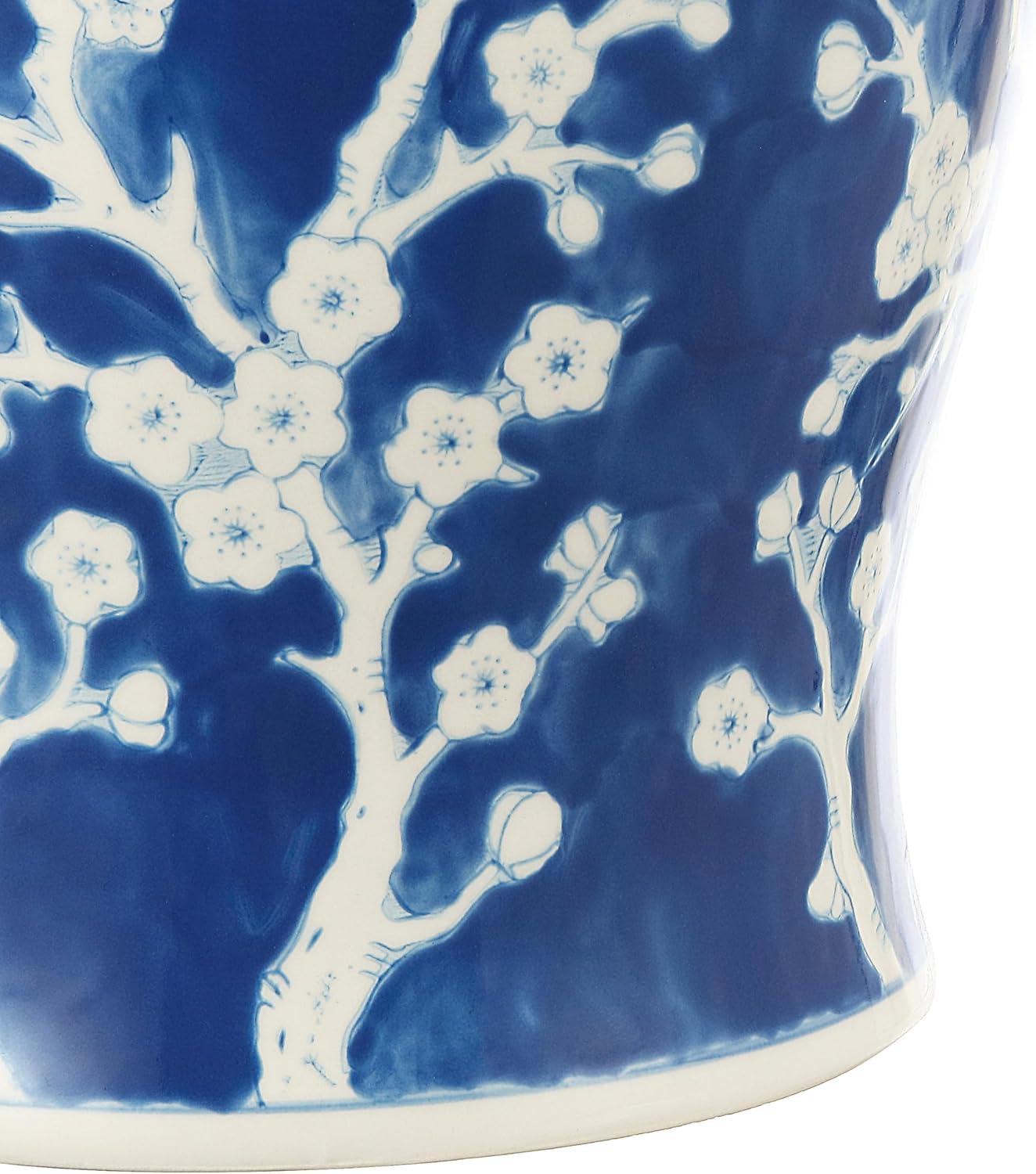 imageJONATHAN Y TBL1017C Cherry Blossom 1775quot Ceramic IndoorOutdoor Garden Stool Coastal Contemporary Transitional Patio Garden Room Bathroom Living Room GreenWhiteBlueWhite