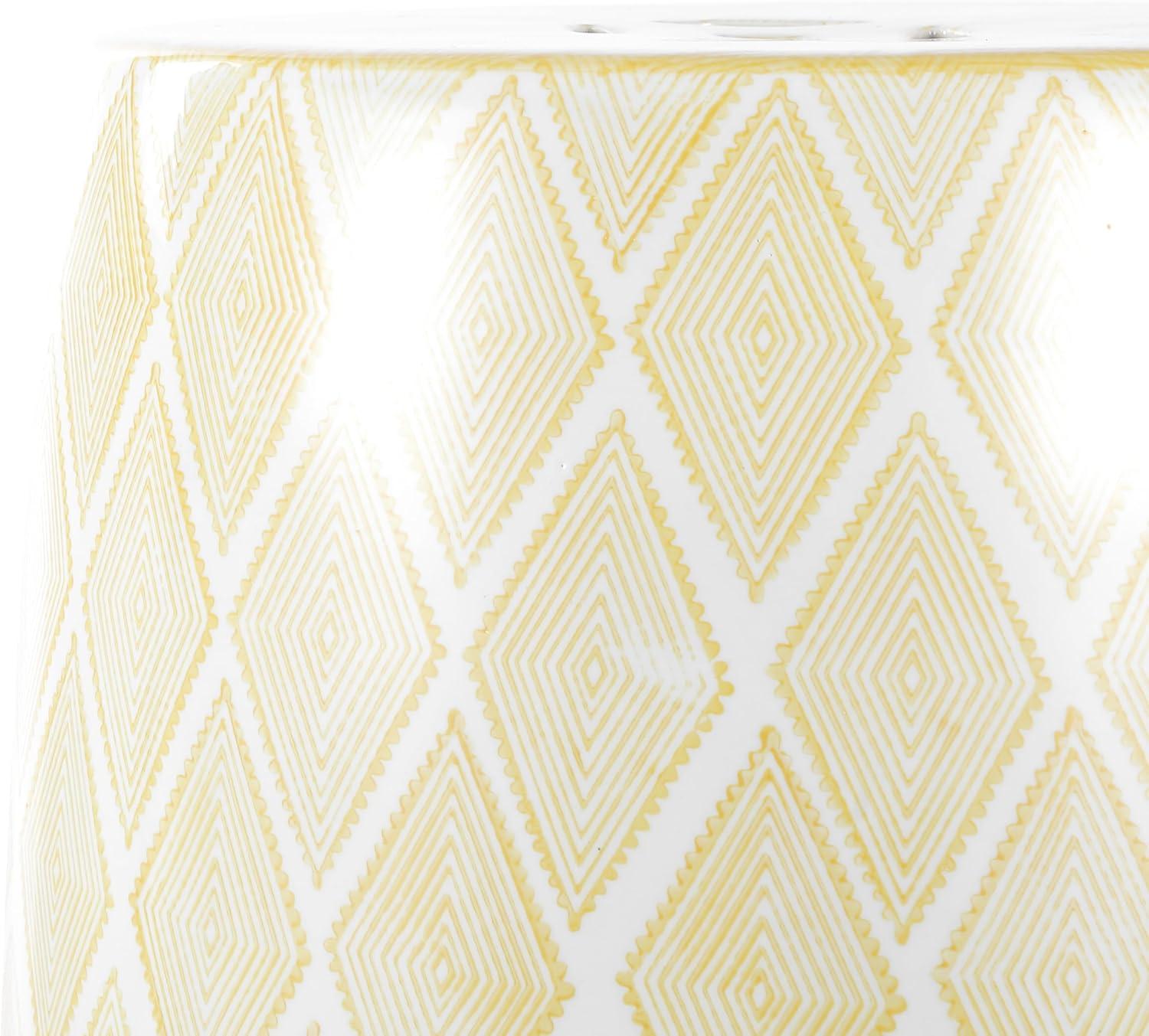 imageJONATHAN Y TBL1019A Moroccan Diamonds 18quot Ceramic Drum IndoorOutdoor Garden Stool Coastal Contemporary Side Table Plant Stand SpillProof Living Room Garden Room Patio BlueWhiteYellow