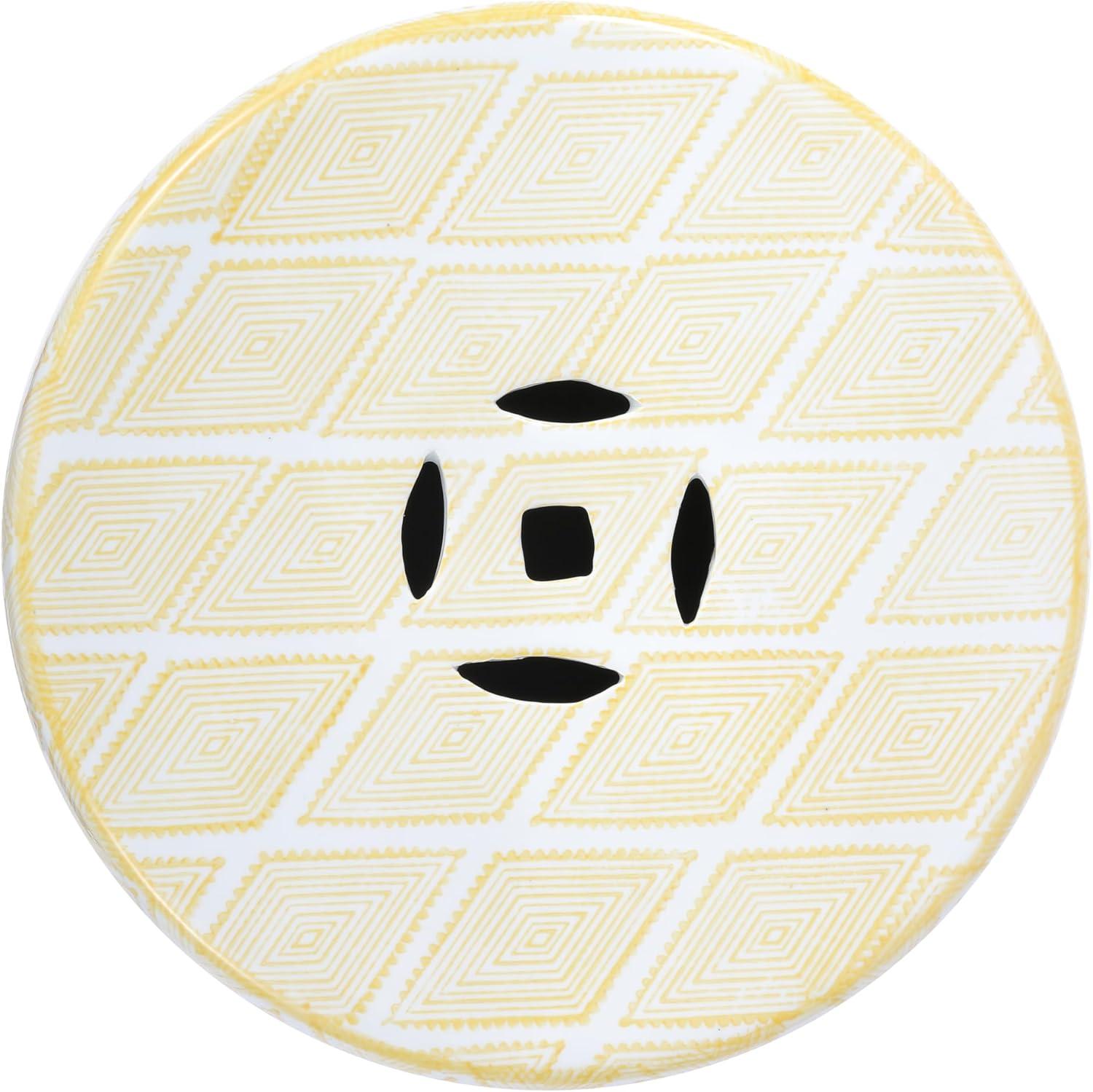 imageJONATHAN Y TBL1019A Moroccan Diamonds 18quot Ceramic Drum IndoorOutdoor Garden Stool Coastal Contemporary Side Table Plant Stand SpillProof Living Room Garden Room Patio BlueWhiteYellow