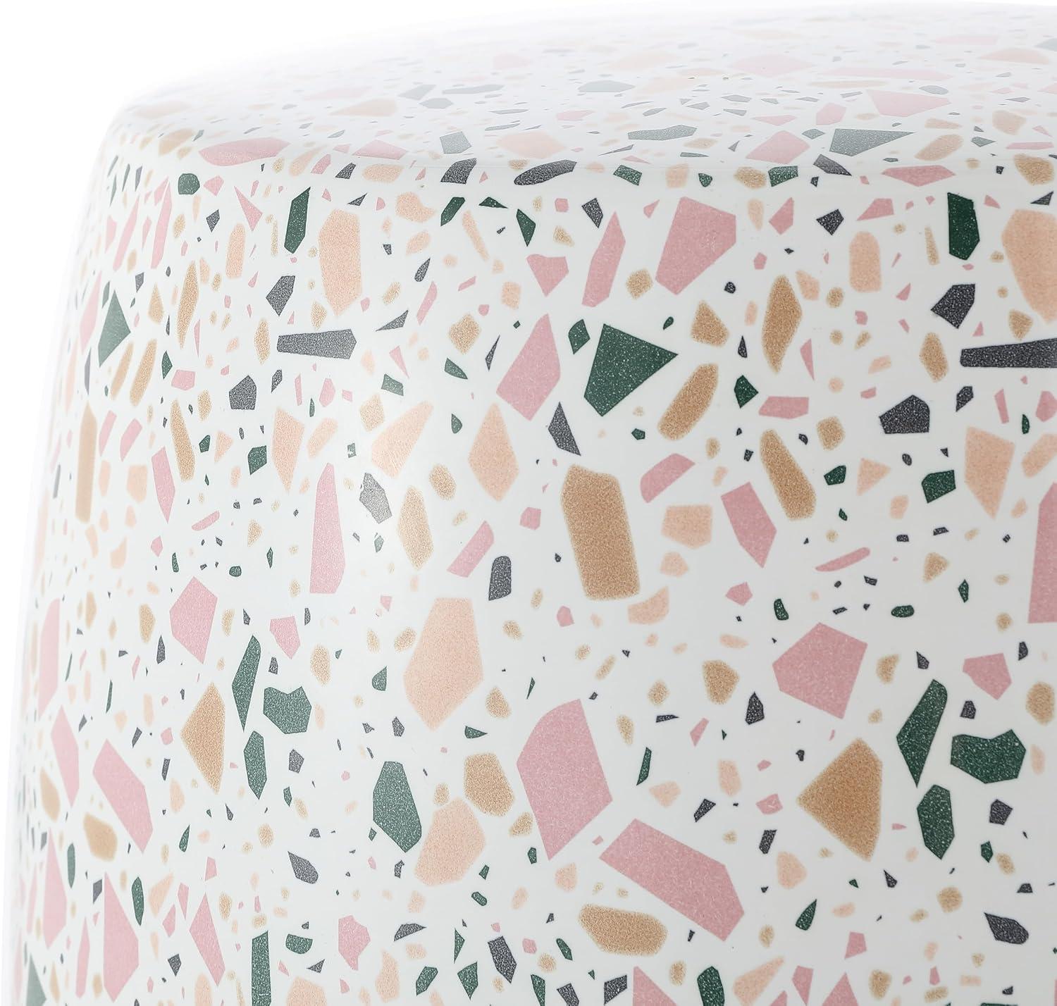 imageJONATHAN Y TBL1024A Chiara 175quot Terrazzo Ceramic IndoorOutdoor Garden Stool WhitePink Modern MidCentury Minimalist Scandinavian Traditional Bohemian for Living Room Garden Outdoor Home