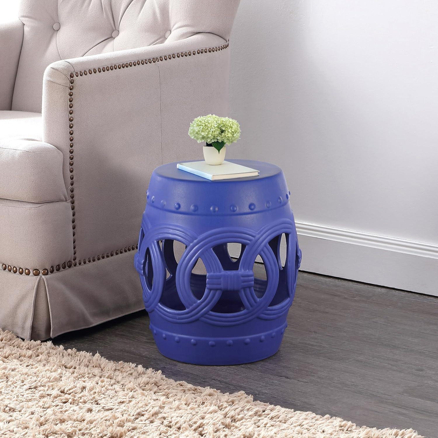 imageJONATHAN Y TBL1027A Lucky Coins 16quot Chinese Ceramic Drum IndoorOutdoor Garden Stool Bohemian Coastal Classic Cottage French Country Patio Garden Room Bathroom Living Room BlueWhiteMatte Blue