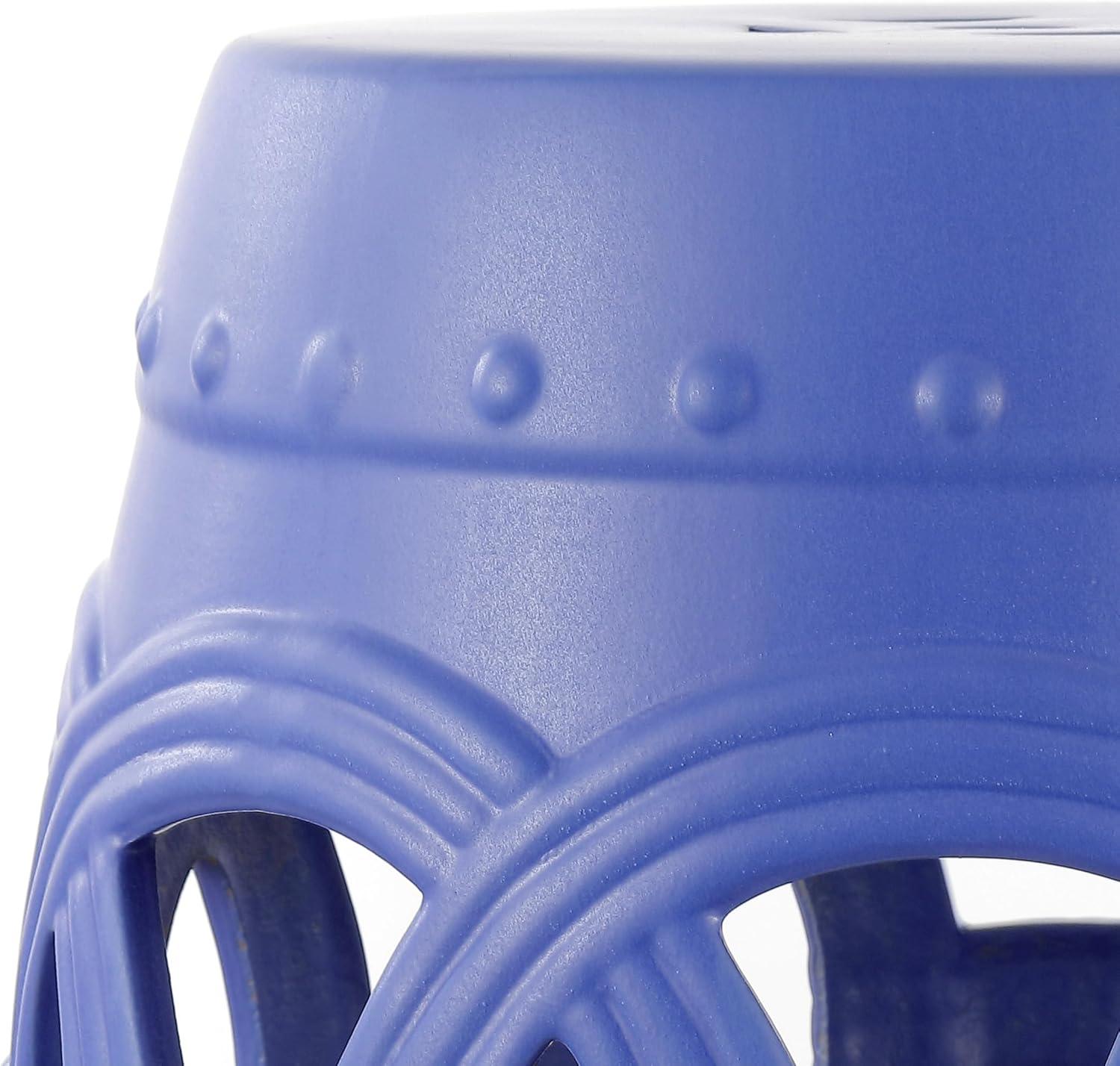 imageJONATHAN Y TBL1027A Lucky Coins 16quot Chinese Ceramic Drum IndoorOutdoor Garden Stool Bohemian Coastal Classic Cottage French Country Patio Garden Room Bathroom Living Room BlueWhiteMatte Blue