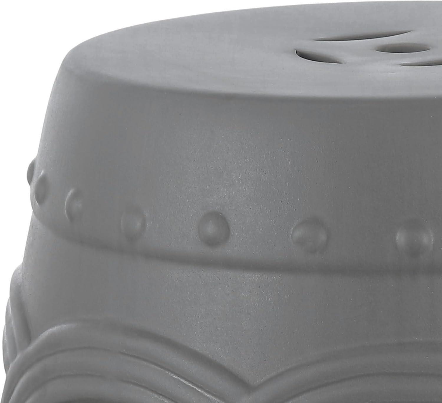 imageJONATHAN Y TBL1027A Lucky Coins 16quot Chinese Ceramic Drum IndoorOutdoor Garden Stool Bohemian Coastal Classic Cottage French Country Patio Garden Room Bathroom Living Room BlueWhiteMatte Gray