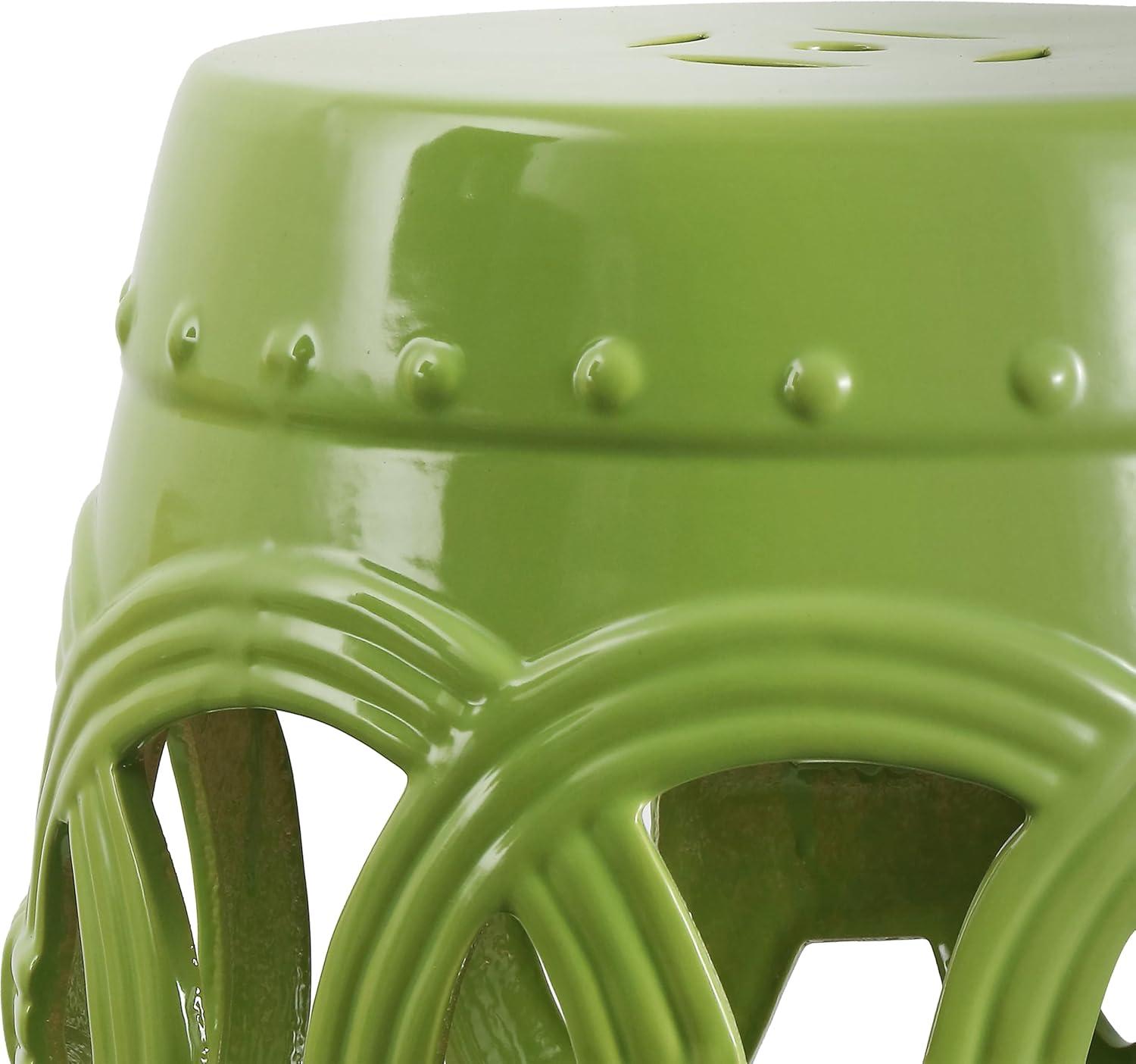 imageJONATHAN Y TBL1027A Lucky Coins 16quot Chinese Ceramic Drum IndoorOutdoor Garden Stool Bohemian Coastal Classic Cottage French Country Patio Garden Room Bathroom Living Room BlueWhiteMatte Green