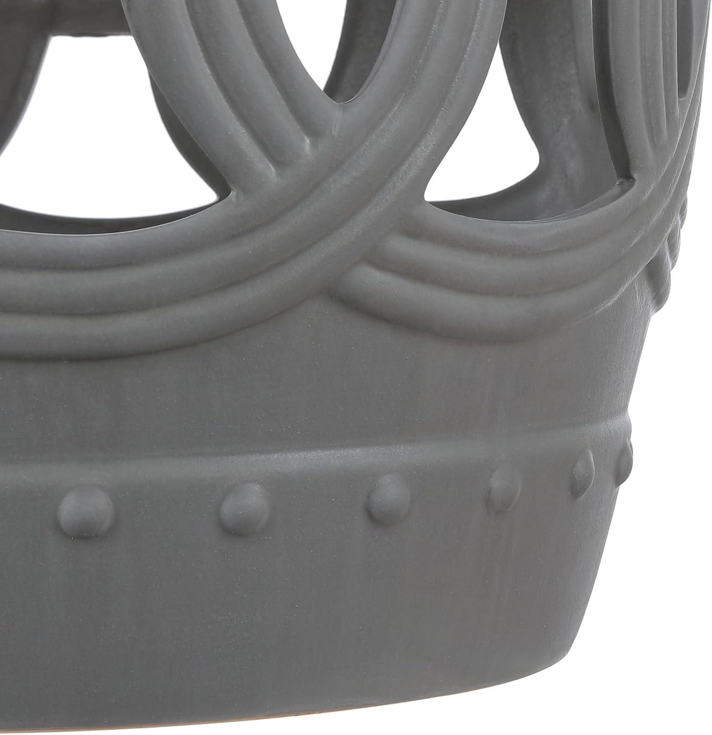 imageJONATHAN Y TBL1027A Lucky Coins 16quot Chinese Ceramic Drum IndoorOutdoor Garden Stool Bohemian Coastal Classic Cottage French Country Patio Garden Room Bathroom Living Room BlueWhiteMatte Gray