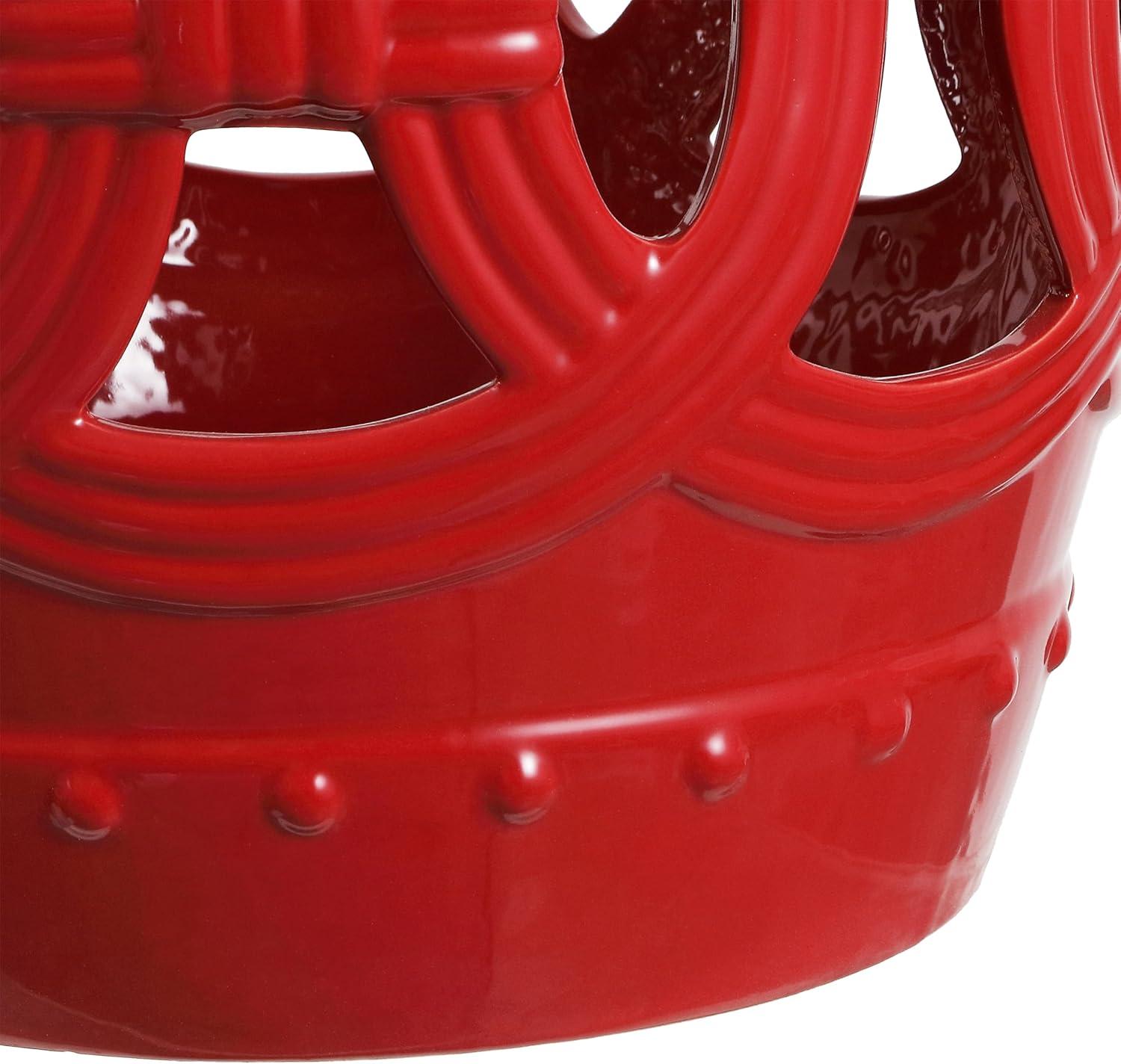 imageJONATHAN Y TBL1027A Lucky Coins 16quot Chinese Ceramic Drum IndoorOutdoor Garden Stool Bohemian Coastal Classic Cottage French Country Patio Garden Room Bathroom Living Room BlueWhiteMatte Red