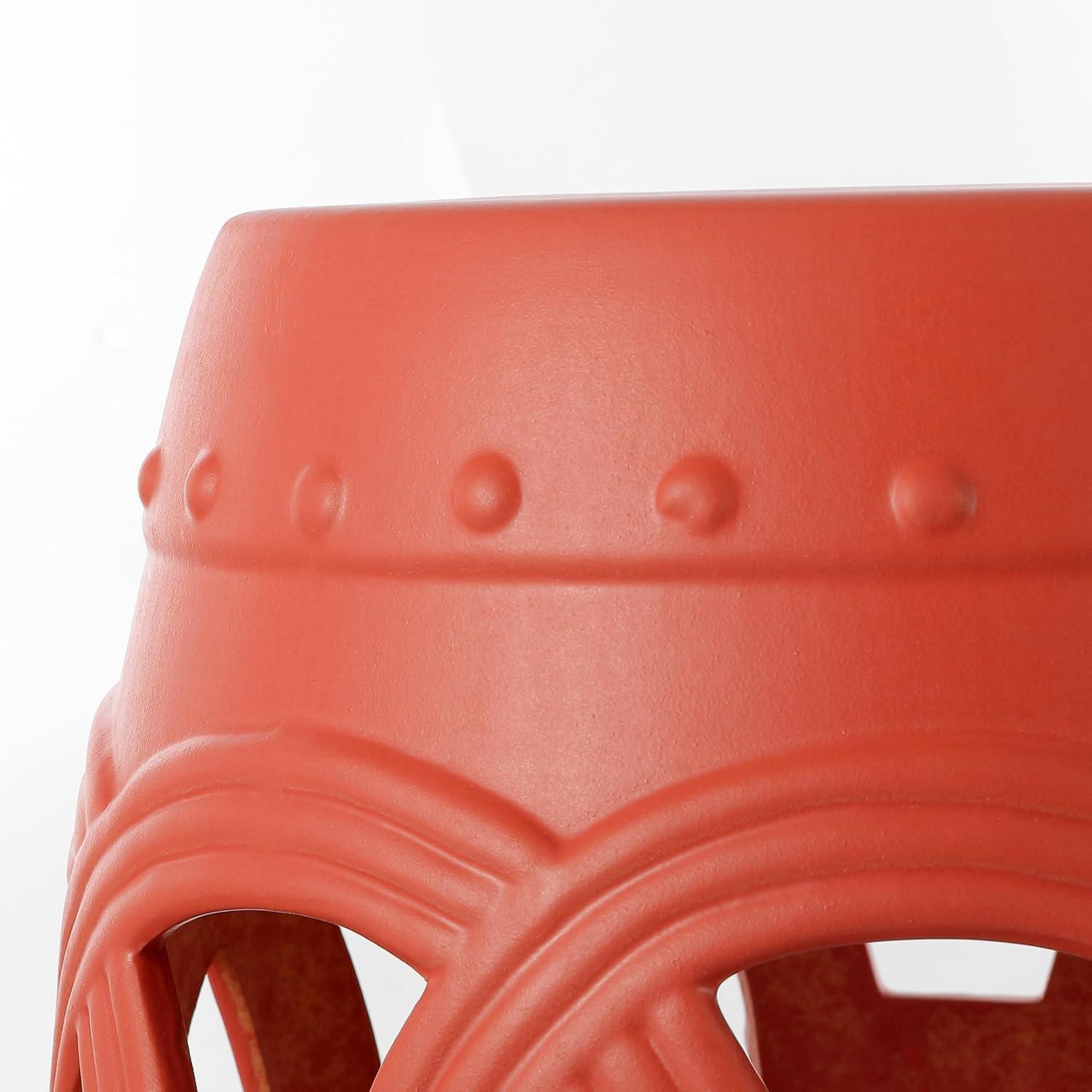 imageJONATHAN Y TBL1027A Lucky Coins 16quot Chinese Ceramic Drum IndoorOutdoor Garden Stool Bohemian Coastal Classic Cottage French Country Patio Garden Room Bathroom Living Room BlueWhiteMatte Coral