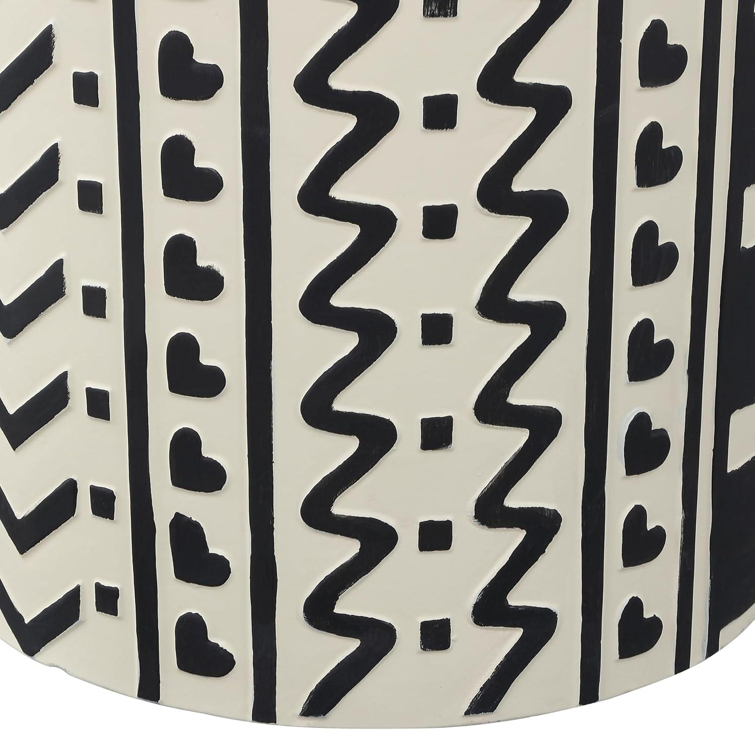 imageJONATHAN Y TBL1031A Yoli 18quot MidCentury Modern Geometric Drum Garden Stool CreamBlack