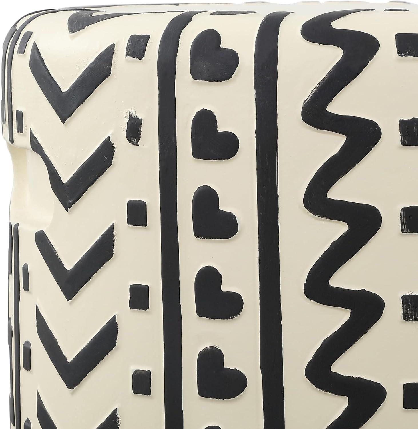 imageJONATHAN Y TBL1031A Yoli 18quot MidCentury Modern Geometric Drum Garden Stool CreamBlack