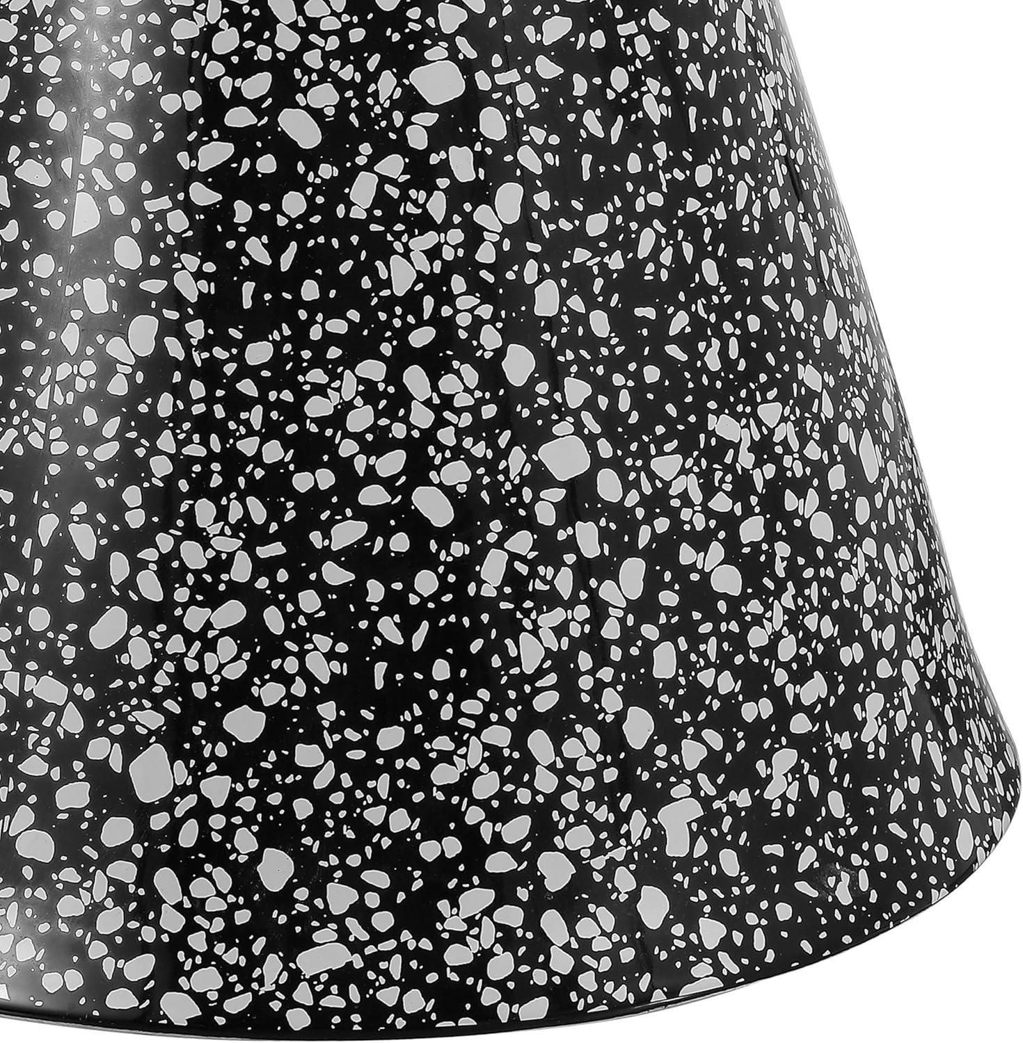 imageJONATHAN Y TBL1032A Xenia 1775quot Modern Bohemian Terrazzo IndoorOutdoor Drum Accent Table Multi for Patio Porch BackyardBlackWhite