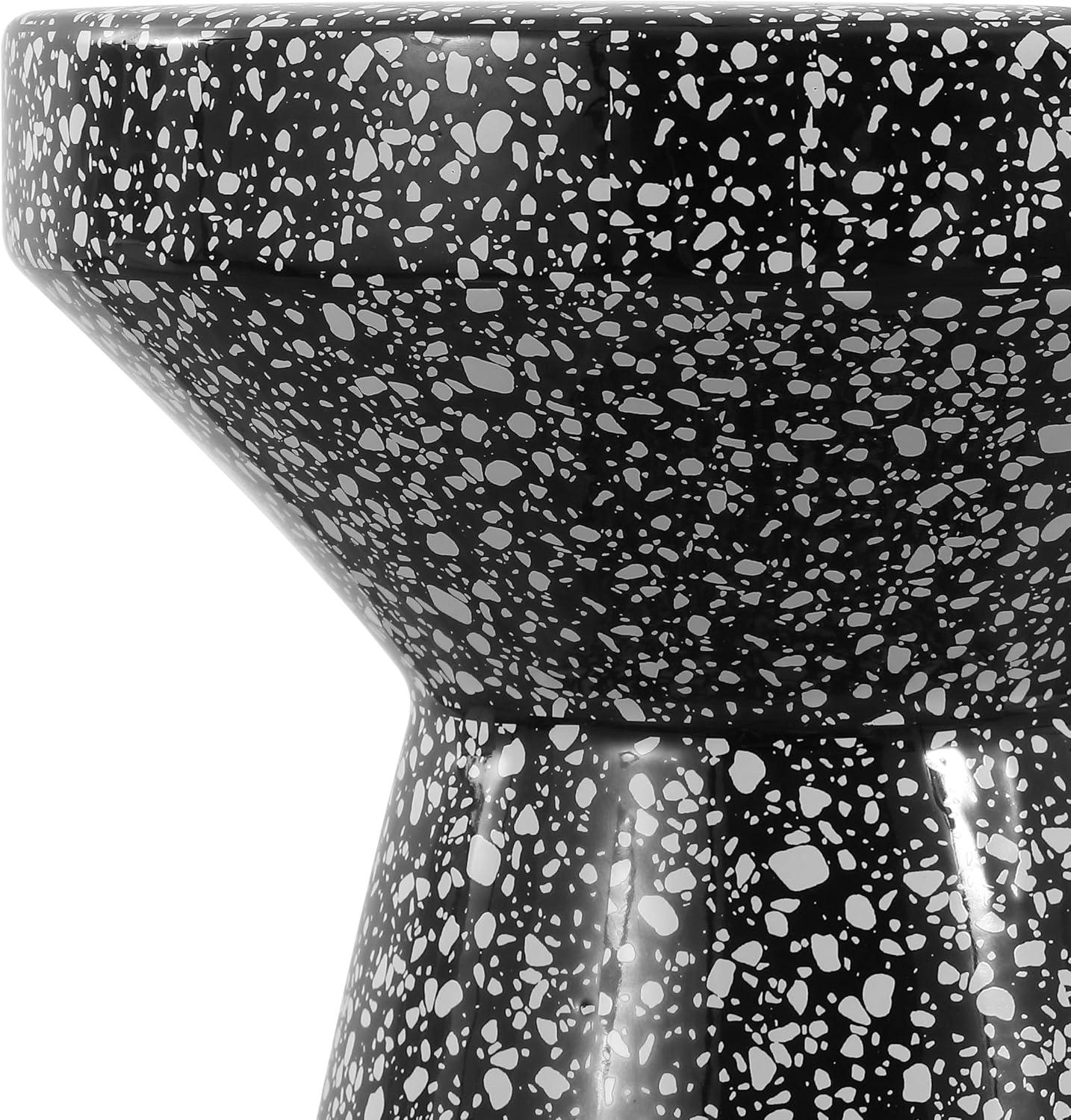 imageJONATHAN Y TBL1032A Xenia 1775quot Modern Bohemian Terrazzo IndoorOutdoor Drum Accent Table Multi for Patio Porch BackyardBlackWhite