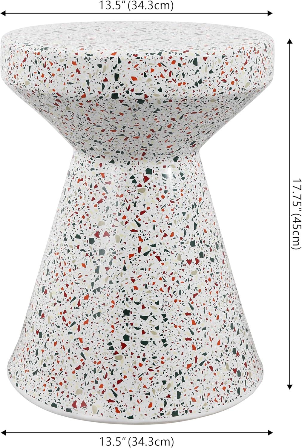 imageJONATHAN Y TBL1032A Xenia 1775quot Modern Bohemian Terrazzo IndoorOutdoor Drum Accent Table Multi for Patio Porch BackyardMulti Color