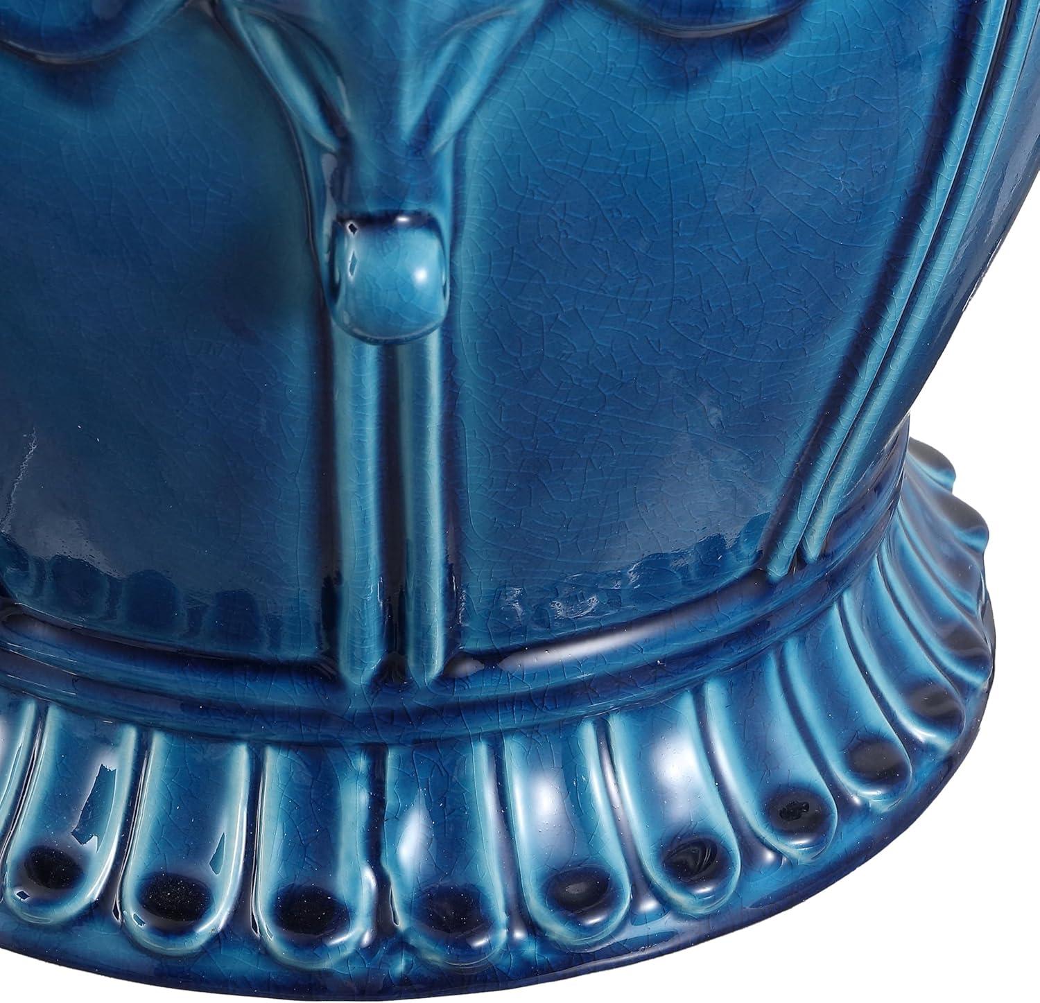 imageJONATHAN Y TBL1037A Anita 18quot Classic Vintage Ceramic IndoorOutdoor 4Elephant Garden Stool Bohemian Coastal Cottage Traditional SpillProof Living Room Garden Room Patio WhiteBlue Cracks