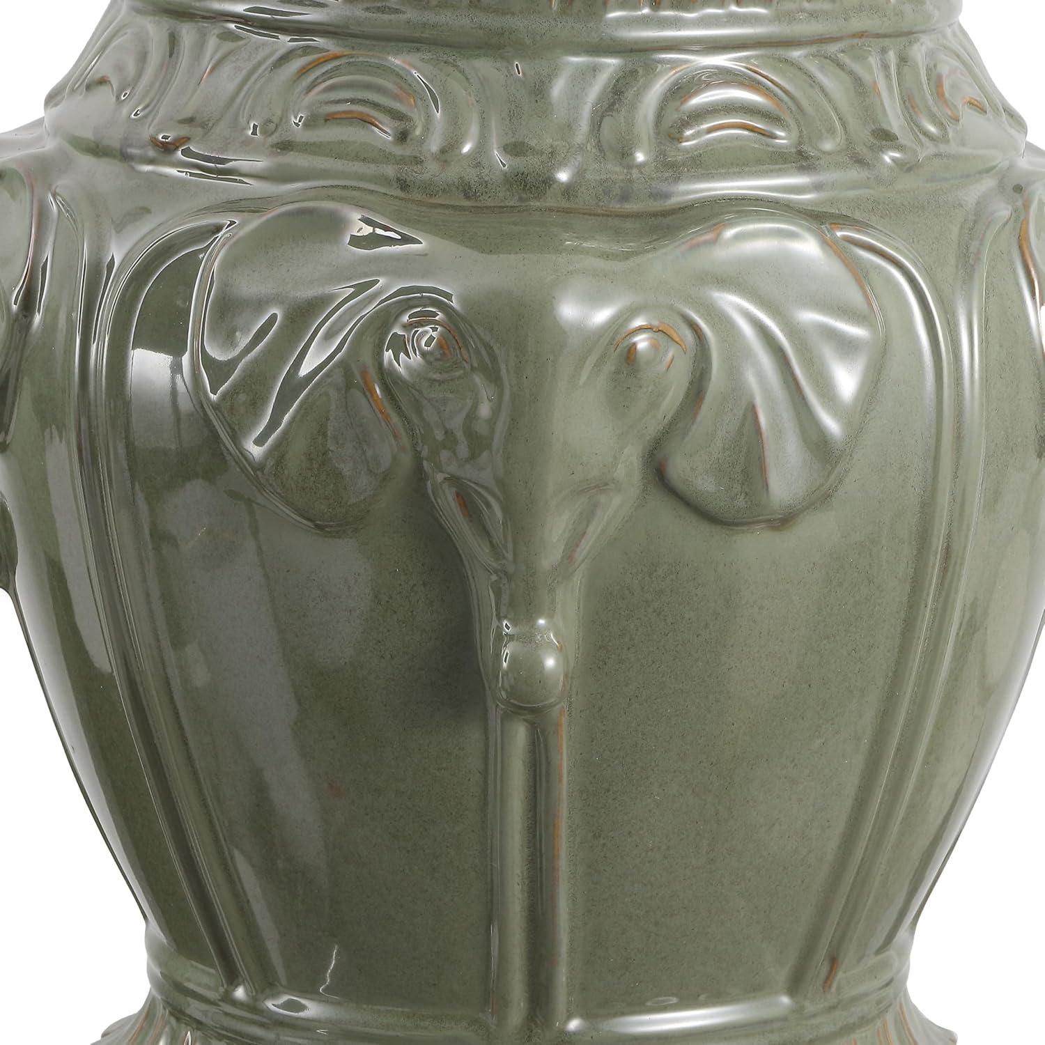 imageJONATHAN Y TBL1037A Anita 18quot Classic Vintage Ceramic IndoorOutdoor 4Elephant Garden Stool Bohemian Coastal Cottage Traditional SpillProof Living Room Garden Room Patio WhiteAntique Green