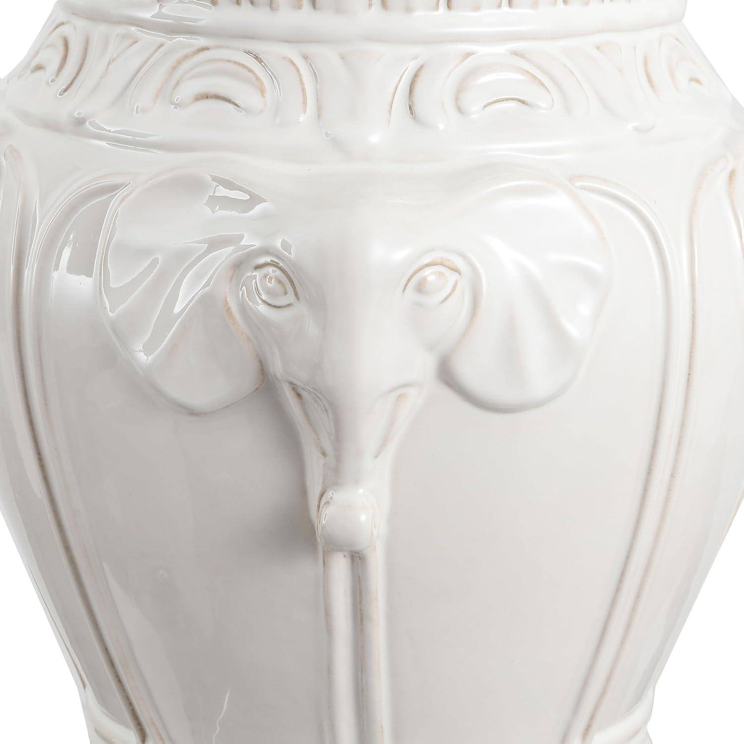 imageJONATHAN Y TBL1037A Anita 18quot Classic Vintage Ceramic IndoorOutdoor 4Elephant Garden Stool Bohemian Coastal Cottage Traditional SpillProof Living Room Garden Room Patio WhiteWhite