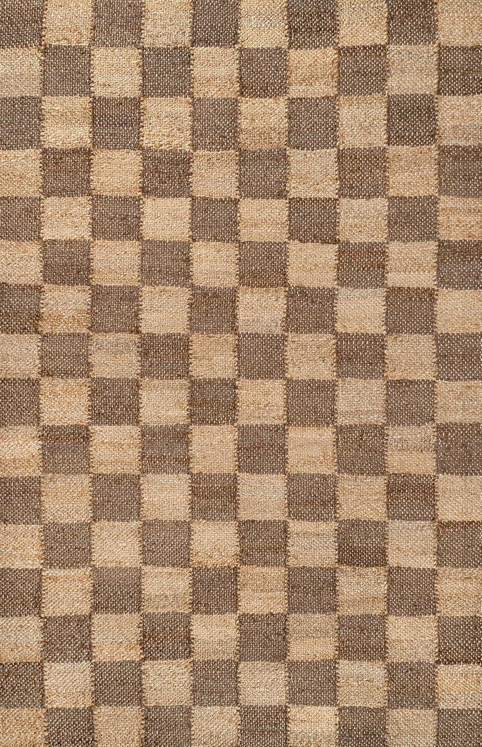 imageJONATHAN Y Theo Woven Jute Checkerboard NaturalBlack Indoor Area Rug 8x10 Modern Farmhouse Rustic Lodge EasyCleaning for Living Room Bedroom Kitchen NonShedding NRF203B8NaturalBrown