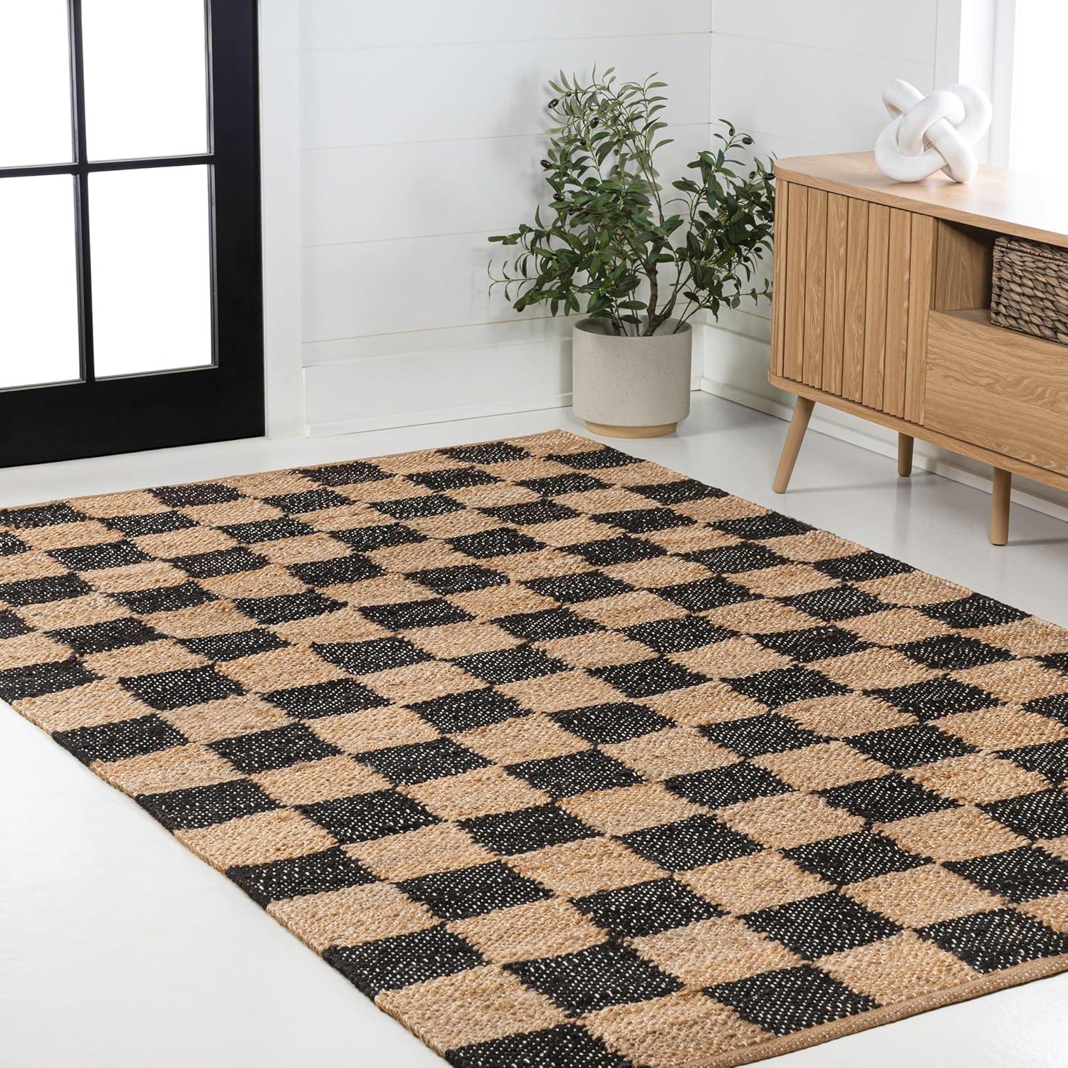 imageJONATHAN Y Theo Woven Jute Checkerboard NaturalBlack Indoor Area Rug 8x10 Modern Farmhouse Rustic Lodge EasyCleaning for Living Room Bedroom Kitchen NonShedding NRF203B8NaturalBlack