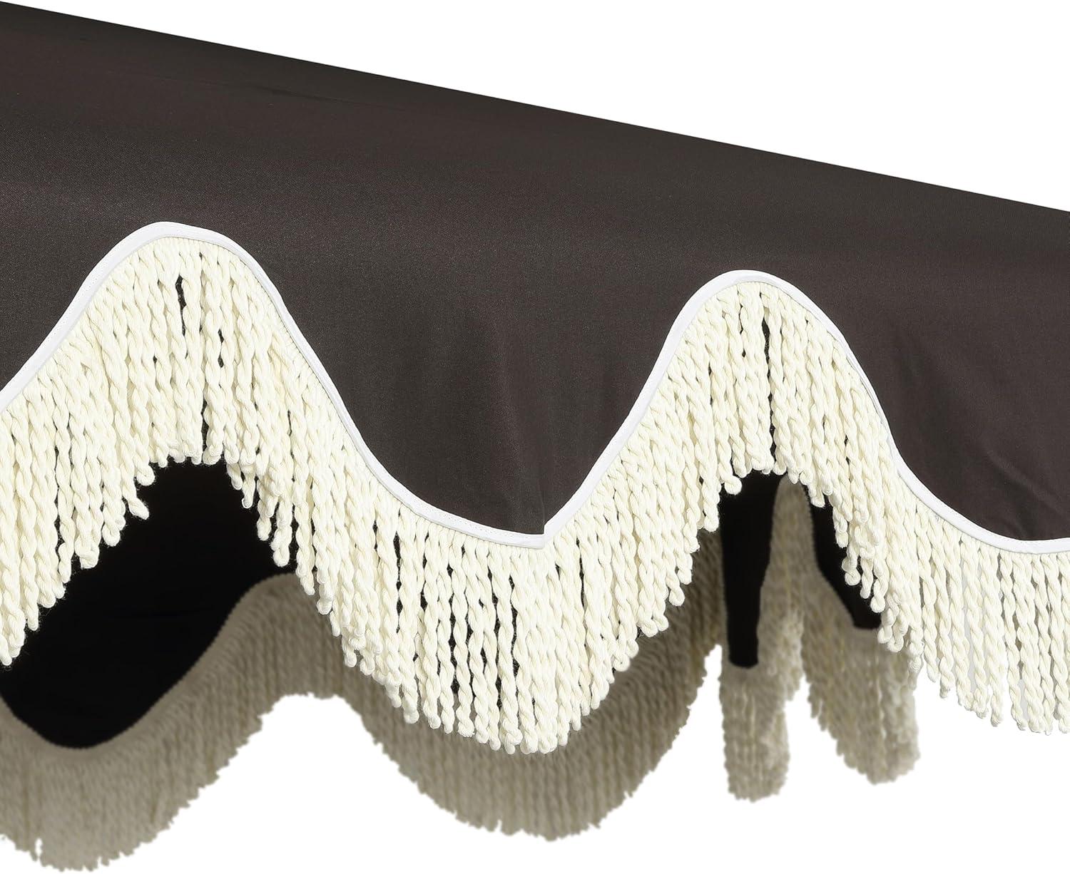 imageJONATHAN Y UMB1001 Collins 9 ft Classic Cottage Tassel Market Patio Umbrella with AutoTilt Crank Wind Vent and UV ProtectionBlackCream