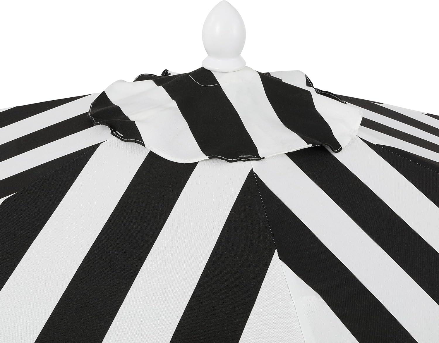 imageJONATHAN Y UMB1001 Collins 9 ft Classic Cottage Tassel Market Patio Umbrella with AutoTilt Crank Wind Vent and UV ProtectionBlackWhiteCream