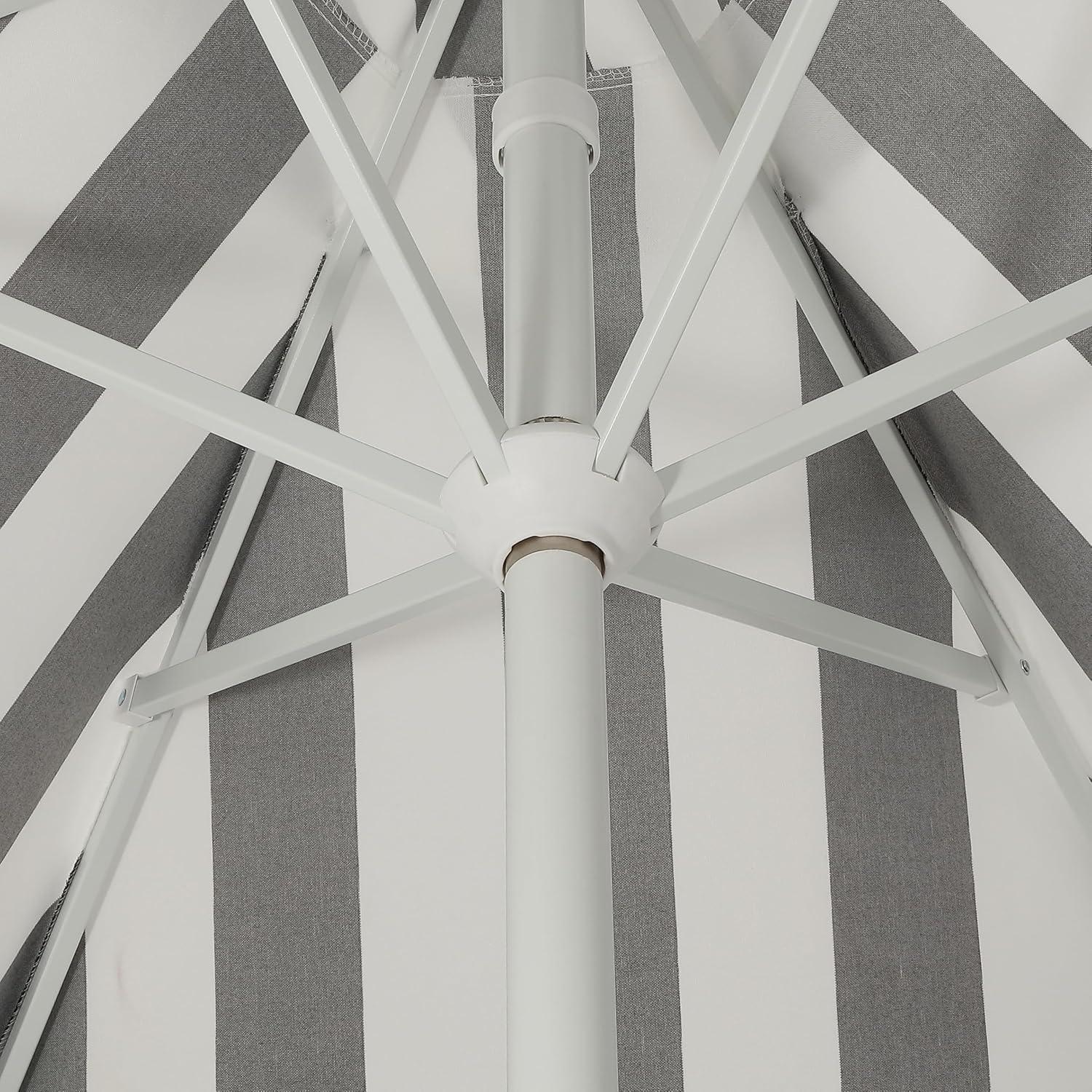 imageJONATHAN Y UMB1001 Collins 9 ft Classic Cottage Tassel Market Patio Umbrella with AutoTilt Crank Wind Vent and UV ProtectionBlackWhiteCream