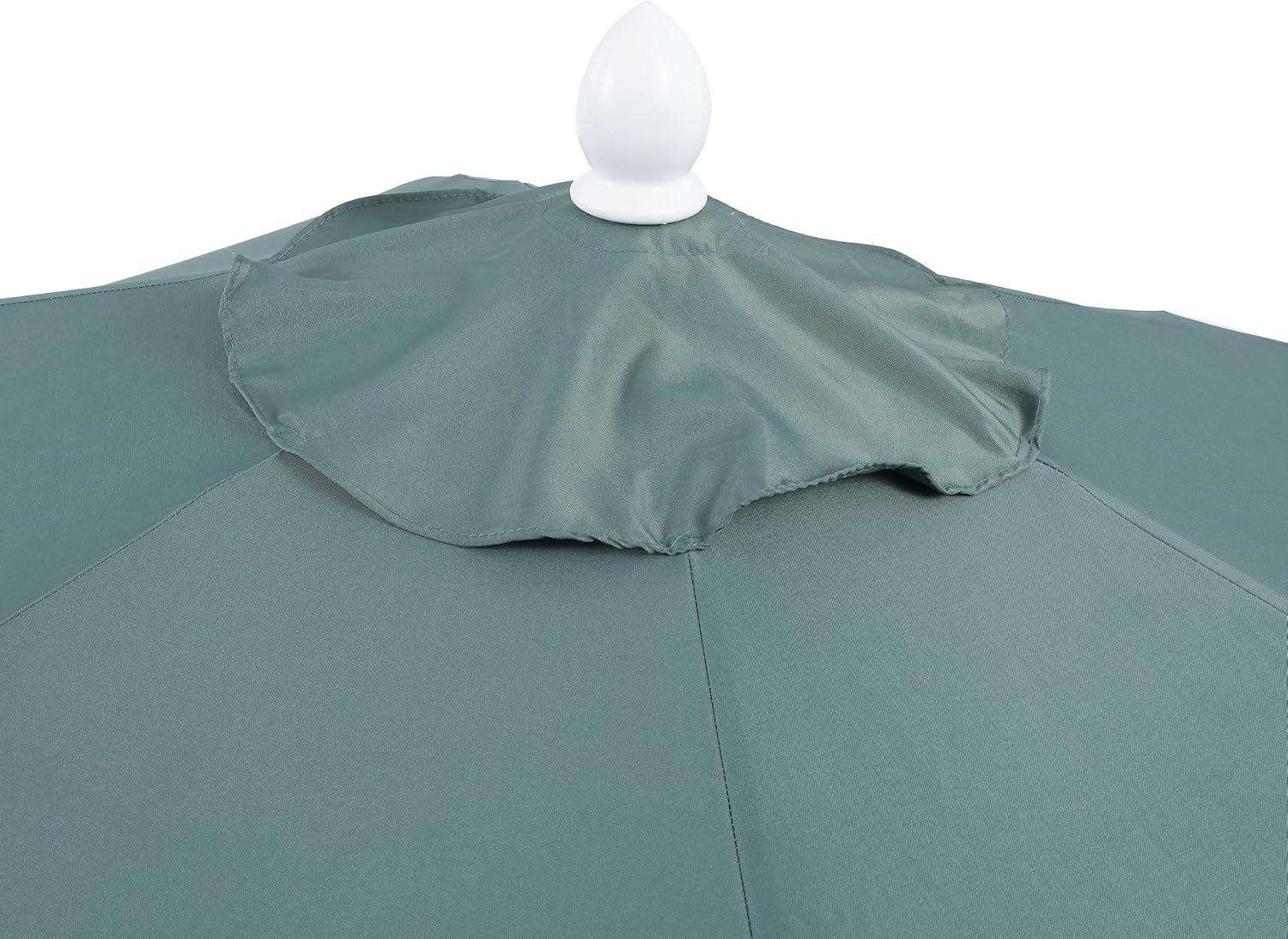 imageJONATHAN Y UMB1001 Collins 9 ft Classic Cottage Tassel Market Patio Umbrella with AutoTilt Crank Wind Vent and UV ProtectionGreen White Pole