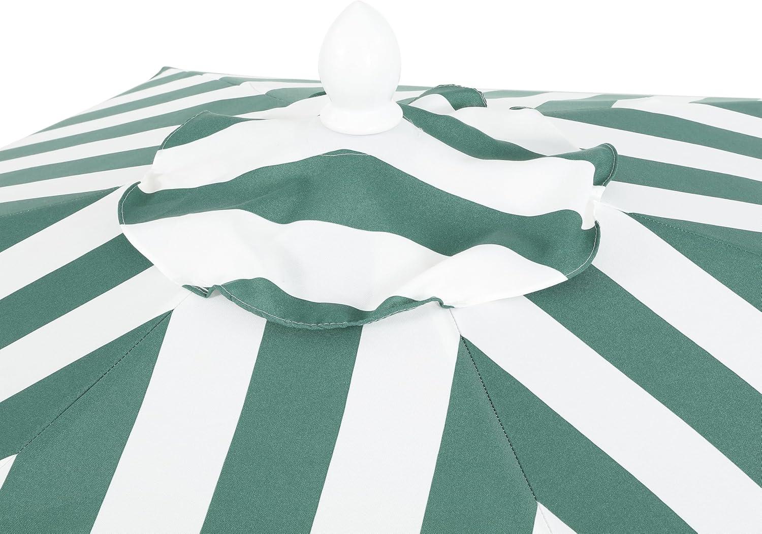 imageJONATHAN Y UMB1001 Collins 9 ft Classic Cottage Tassel Market Patio Umbrella with AutoTilt Crank Wind Vent and UV ProtectionGreenWhiteCream