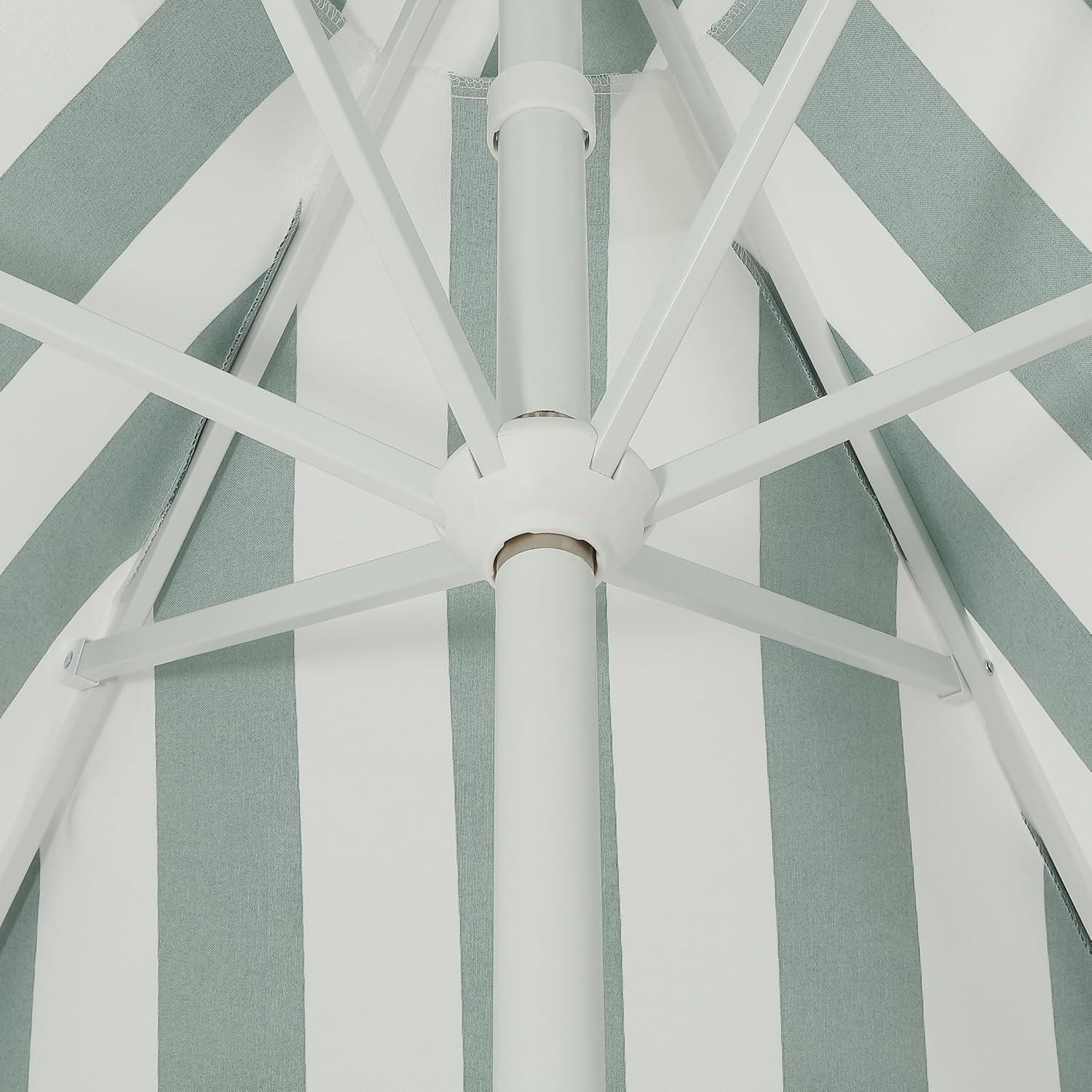 imageJONATHAN Y UMB1001 Collins 9 ft Classic Cottage Tassel Market Patio Umbrella with AutoTilt Crank Wind Vent and UV ProtectionGreenWhiteCream