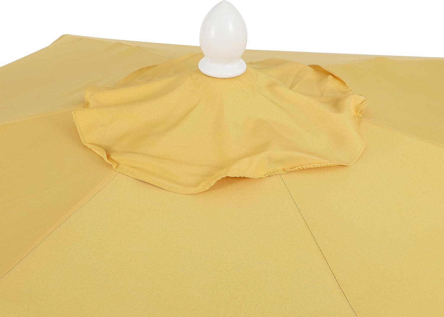 imageJONATHAN Y UMB1001 Collins 9 ft Classic Cottage Tassel Market Patio Umbrella with AutoTilt Crank Wind Vent and UV ProtectionMustard YellowCream