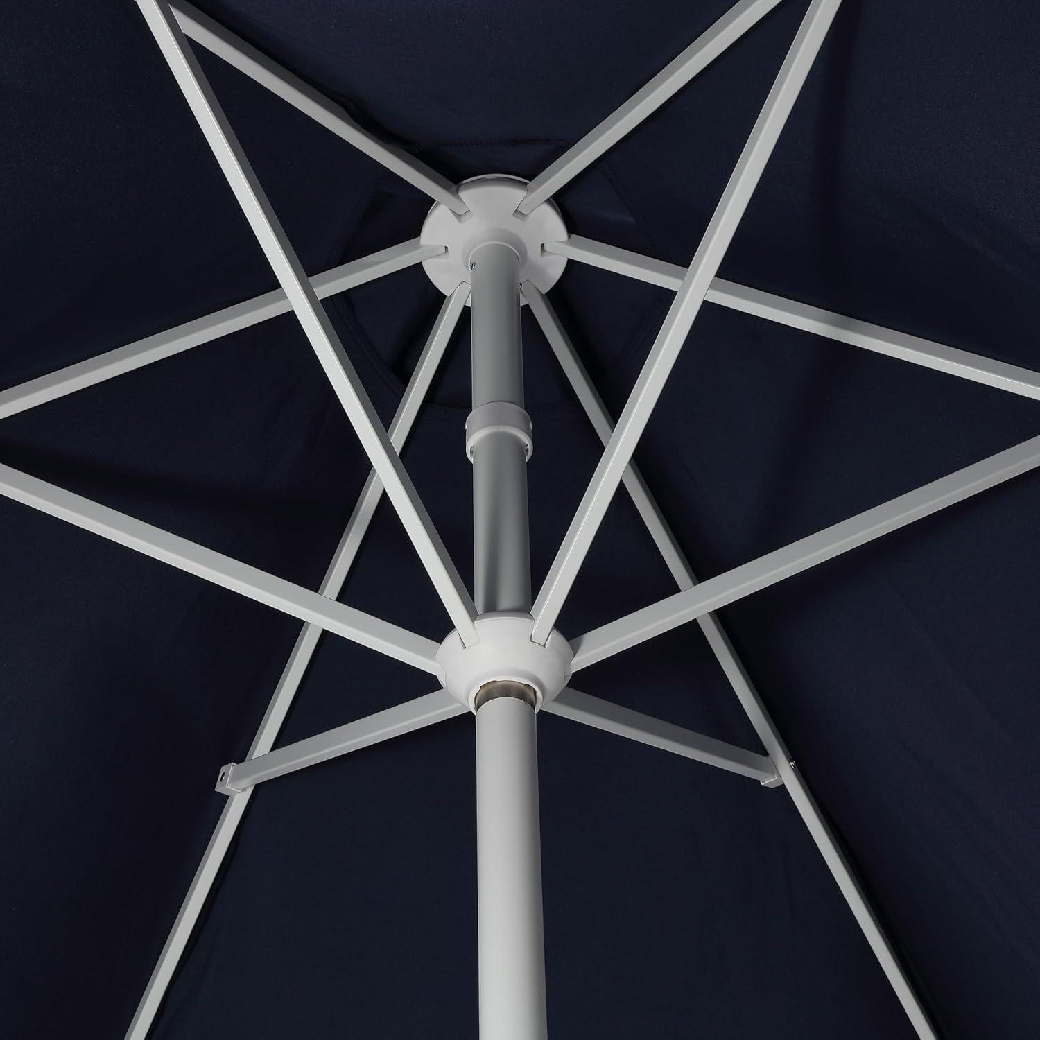 imageJONATHAN Y UMB1001 Collins 9 ft Classic Cottage Tassel Market Patio Umbrella with AutoTilt Crank Wind Vent and UV ProtectionNavyBlue