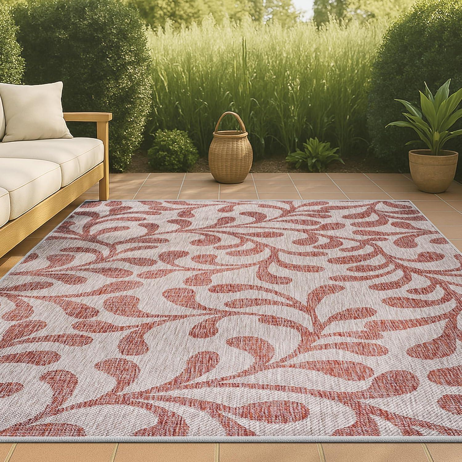 imageJONATHAN Y Vine All Over Indoor Outdoor Runner Rug 2X8 RedBeige Boho for Backyard Patio Porch EasyCleaning High Traffic PetFriendly NonShedding SMB117B28RedBeige