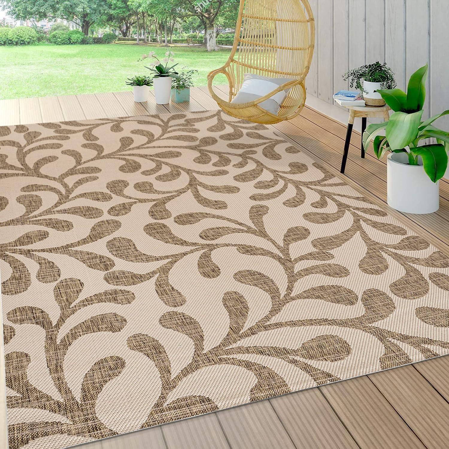 imageJONATHAN Y Vine All Over Indoor Outdoor Runner Rug 2X8 RedBeige Boho for Backyard Patio Porch EasyCleaning High Traffic PetFriendly NonShedding SMB117B28BrownBeige
