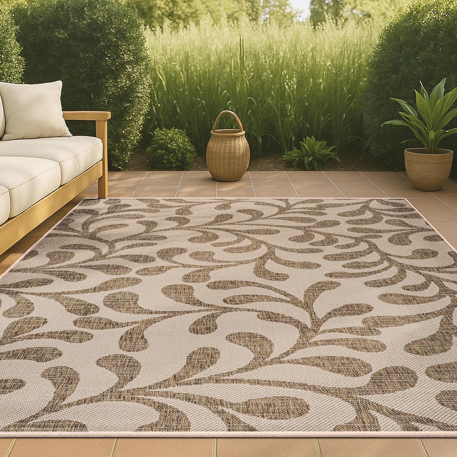 imageJONATHAN Y Vine All Over Indoor Outdoor Runner Rug 2X8 RedBeige Boho for Backyard Patio Porch EasyCleaning High Traffic PetFriendly NonShedding SMB117B28BrownBeige