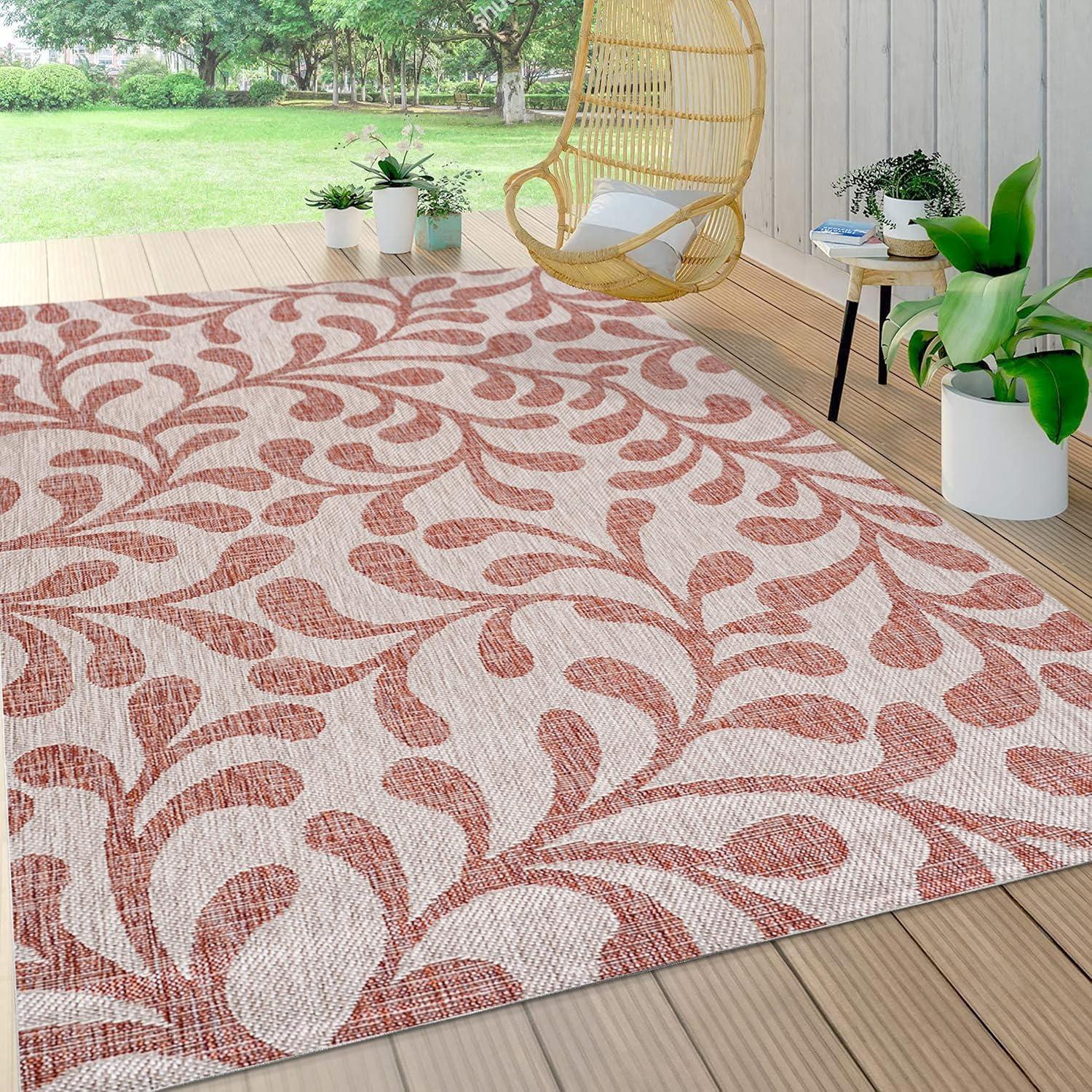 imageJONATHAN Y Vine All Over Indoor Outdoor Runner Rug 2X8 RedBeige Boho for Backyard Patio Porch EasyCleaning High Traffic PetFriendly NonShedding SMB117B28RedBeige