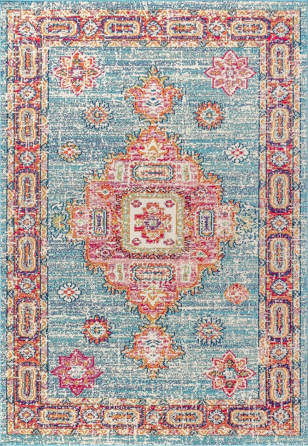 imageJONATHAN Y Vintage Boho BlueRed Runner Rug 2x8 Bohemian Flair Traditional Medallion Floral EasyCleaning High Traffic for Living Room Bedroom Kitchen Non Shedding BMF100A28BlueRed