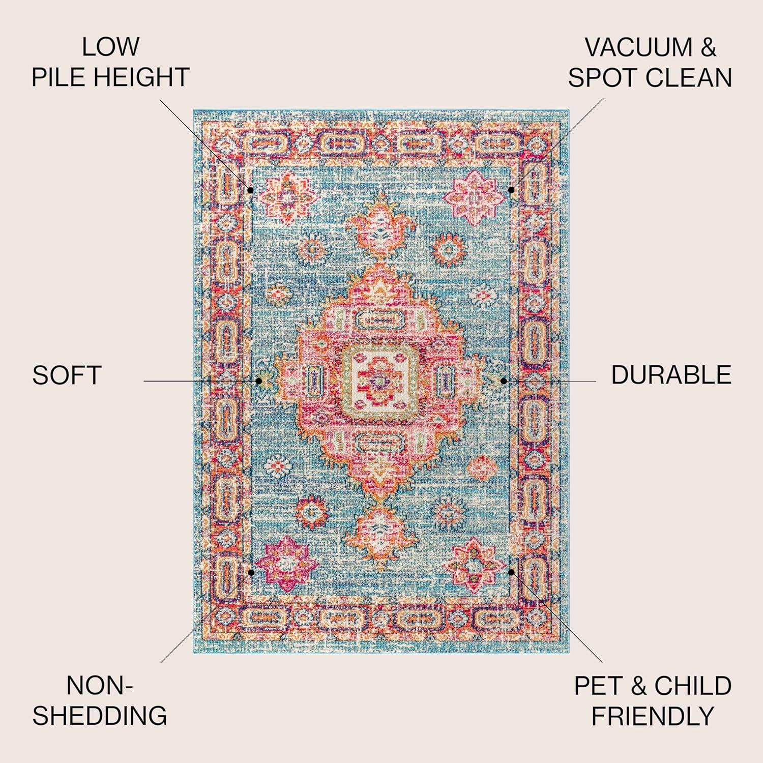 imageJONATHAN Y Vintage Boho BlueRed Runner Rug 2x8 Bohemian Flair Traditional Medallion Floral EasyCleaning High Traffic for Living Room Bedroom Kitchen Non Shedding BMF100A28BlueRed